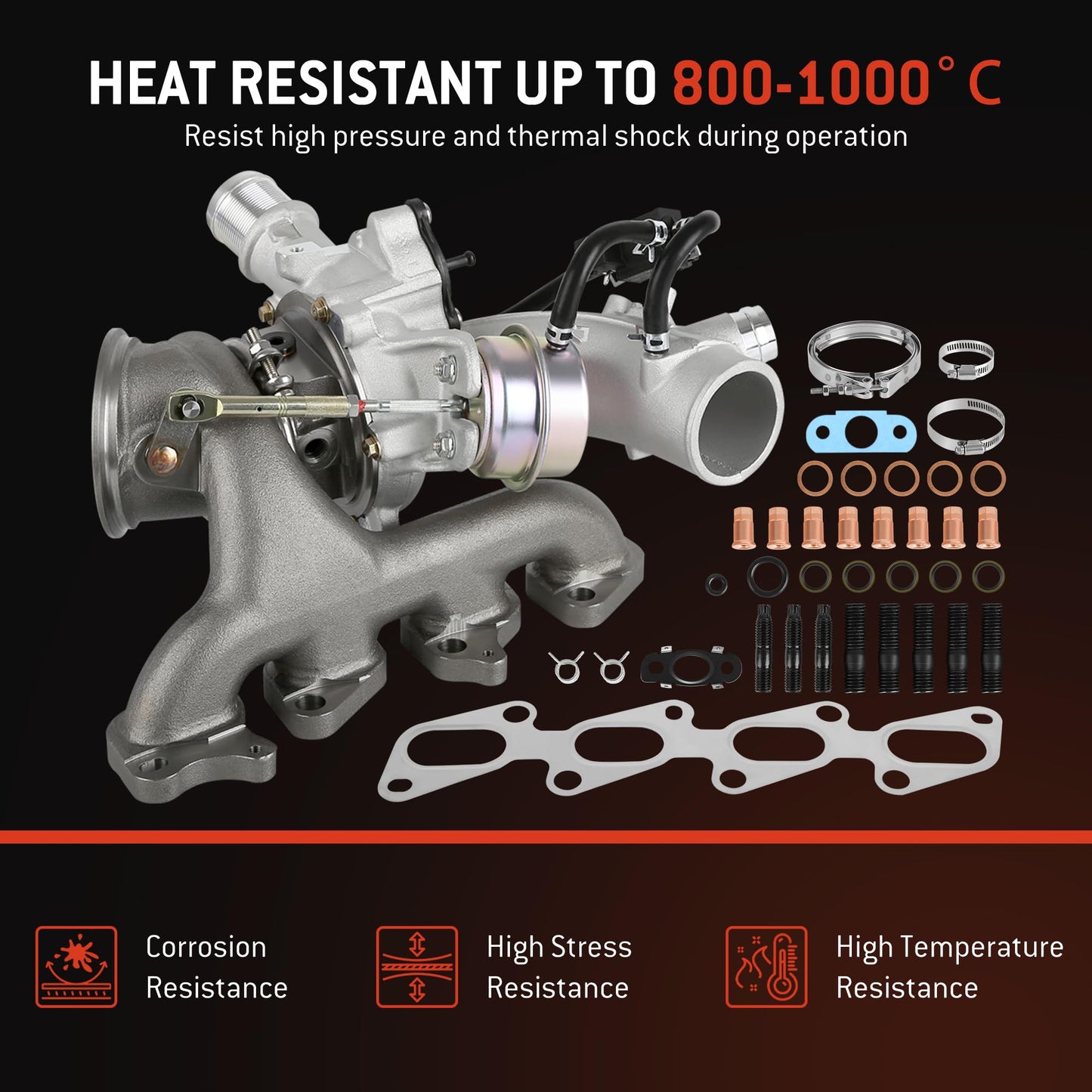 HYR Turbo Turbocharger and Complete Installation Kits Compatible with 1.4L Chevy Chevrolet Cruze 2011-2015, Trax 2013-2021, Sonic 2012-2020, Buick Encore 2013-2021, Turbo Charger Replace 55565353