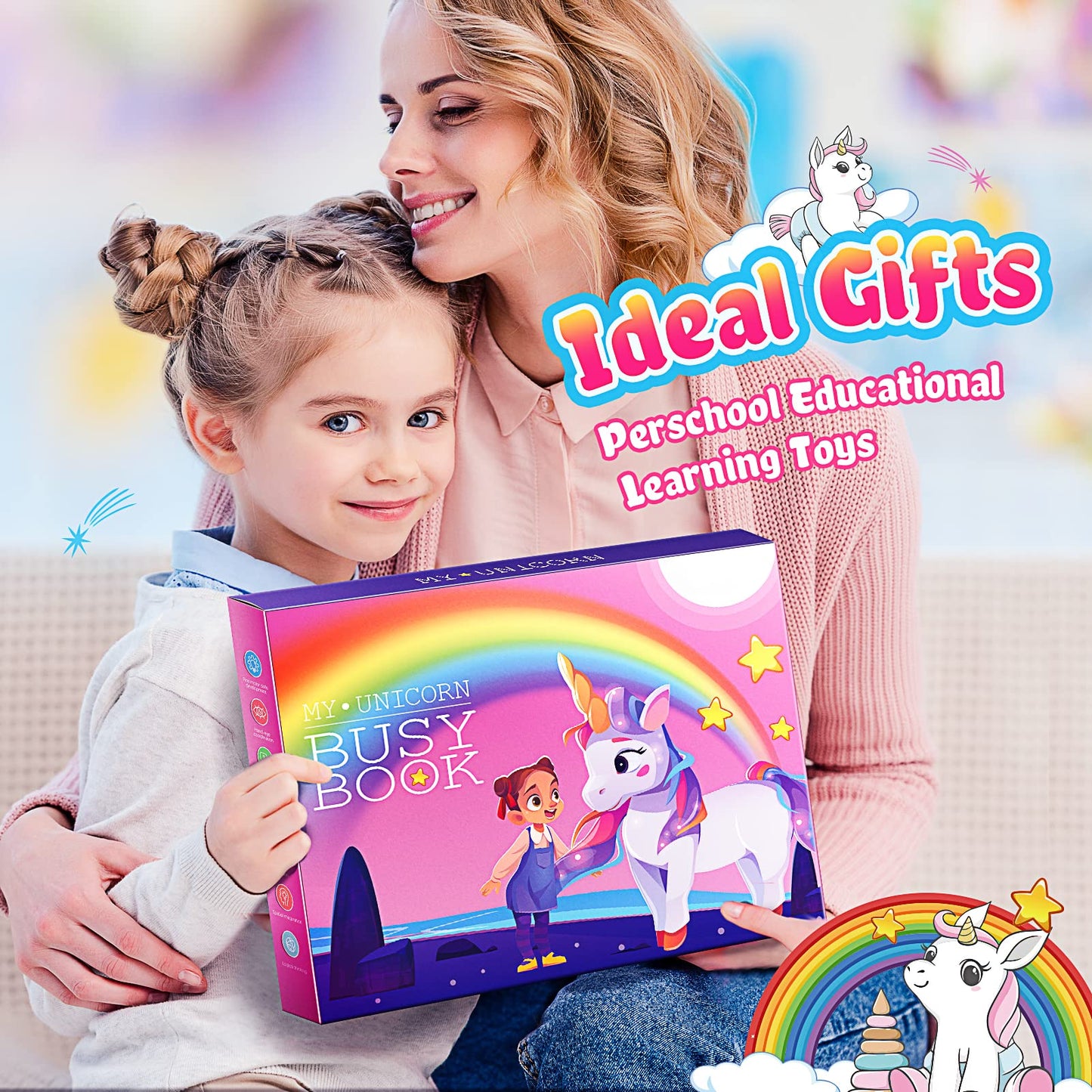 MDINGTD Kids Toys Montessori Toys for Toddlers, Unicorns Gifts for Girls Age 3-5 30 Themes Busy Book for Kids Preschool Educational Learning Toys for 3-5 Year Olds Girls Preschool Learning Activities