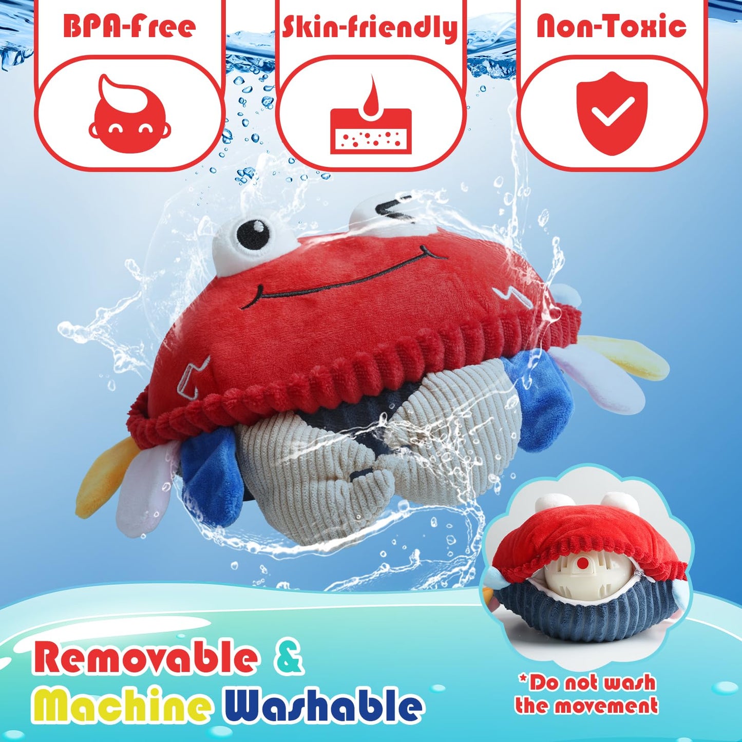 YideOtmz Baby Toys 18 Months - Crawling Crab Tummy Time Toy with Musical Dancing Walking Bouncing Learning, Toddler Sensory Travel Toys for Boys & Girls, Birthday Gifts