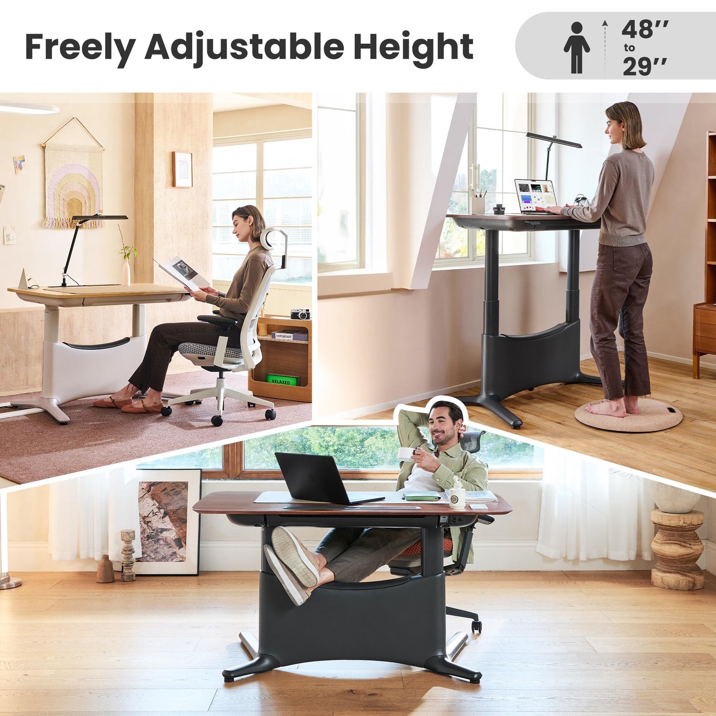 COLAMY Electric Standing Desk, Whole-Piece Gaming Desk with Dual Motors, Ergonomic Footrest, Drawers for Storage, Adjustable Height Sit-Stand Desk for Home Office (Veneer Desktop, Walnut + Black)