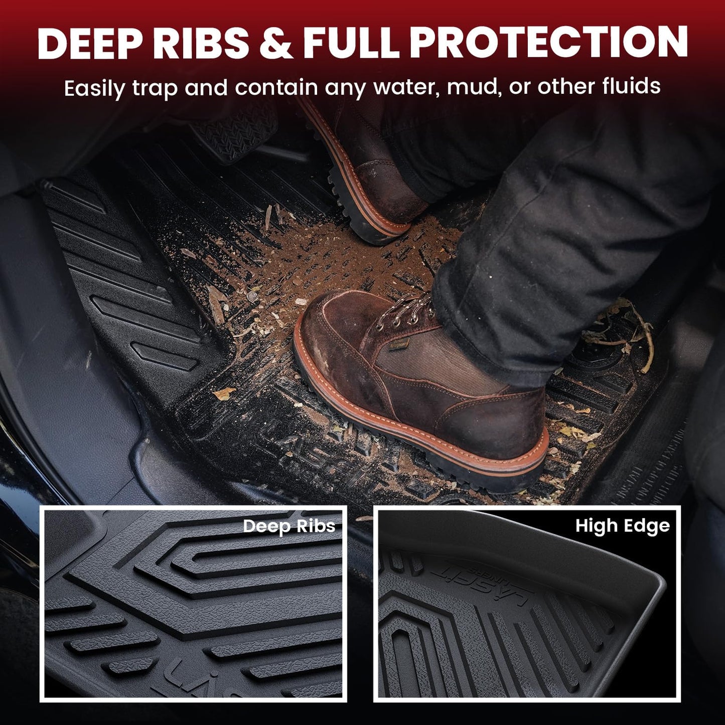 LASFIT Floor Mats & Trunk Mat for Honda Odyssey 2011-2017 (Fit 7& 8 Seaters), All Weather TPE Custom Fit Car Floor Liners, 1st & 2nd & 3rd Row & Cargo Mat, Black (EX-L/EX/Touring/Touring Elite/SE/LX)