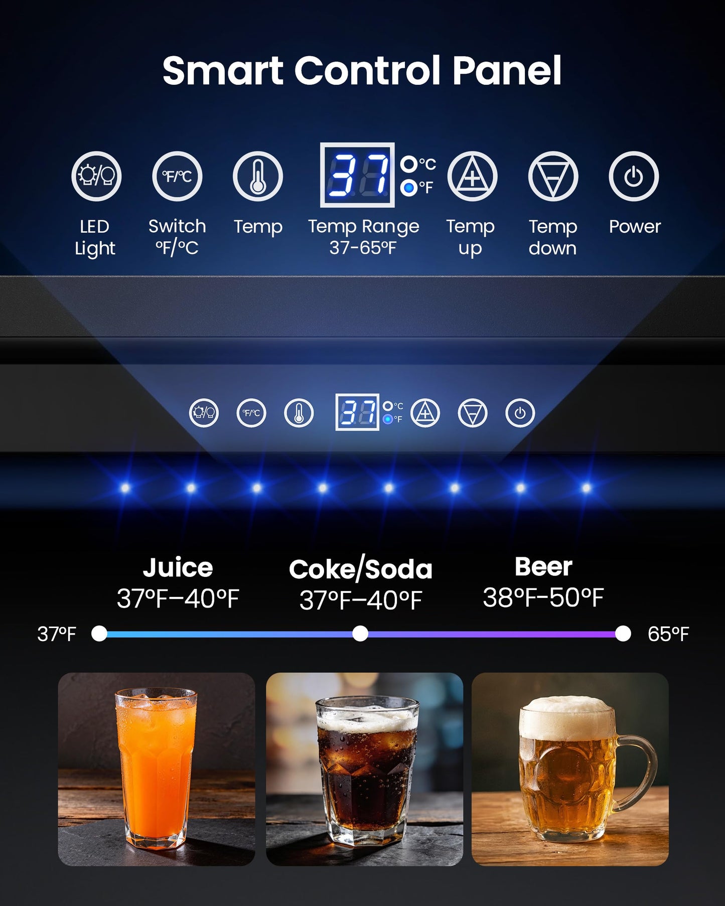 ICEVIVAL 24 Inch Beverage Refrigerator, 180 Can Under Counter Fridge, Stainless Steel Beer Fridge for Built-in & Freestanding, Outdoor Refrigerator for Soda, Beer, Wine (Black)