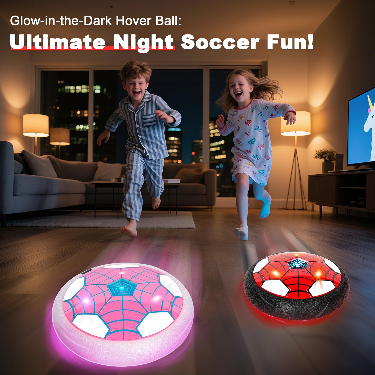 HitToys Airplane Launcher Toy for Kids&Hover Soccer Ball Toy for Kids, 3 Pack Spider Foam Gliders Air Planes,2 Pack Indoor Soccer Ball with Led Light for Old Boys Girls Outside Sport Games Birthday