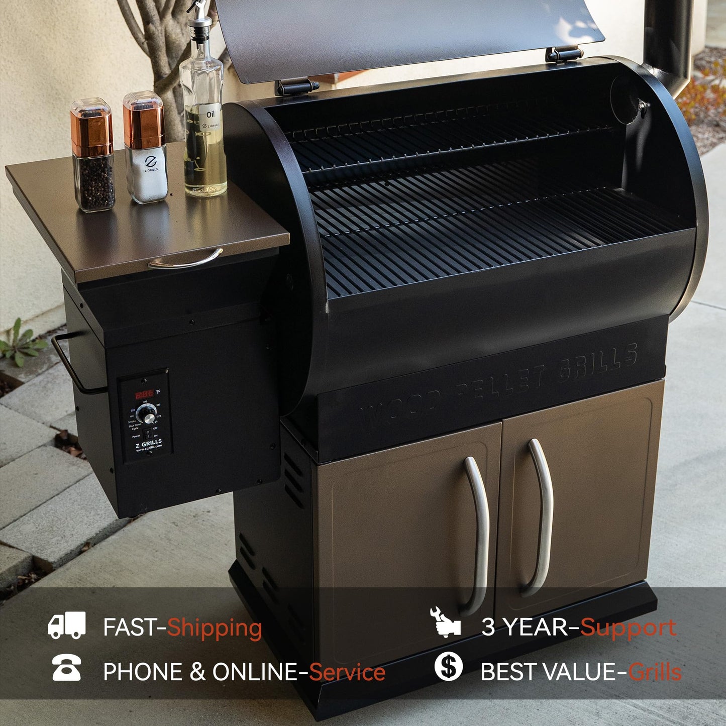 Z GRILLS Wood Pellet Grill Smoker with PID Control, Rain Cover, 700 sq. in Cooking Area for Outdoor BBQ, Smoke, Bake and Roast, 700D