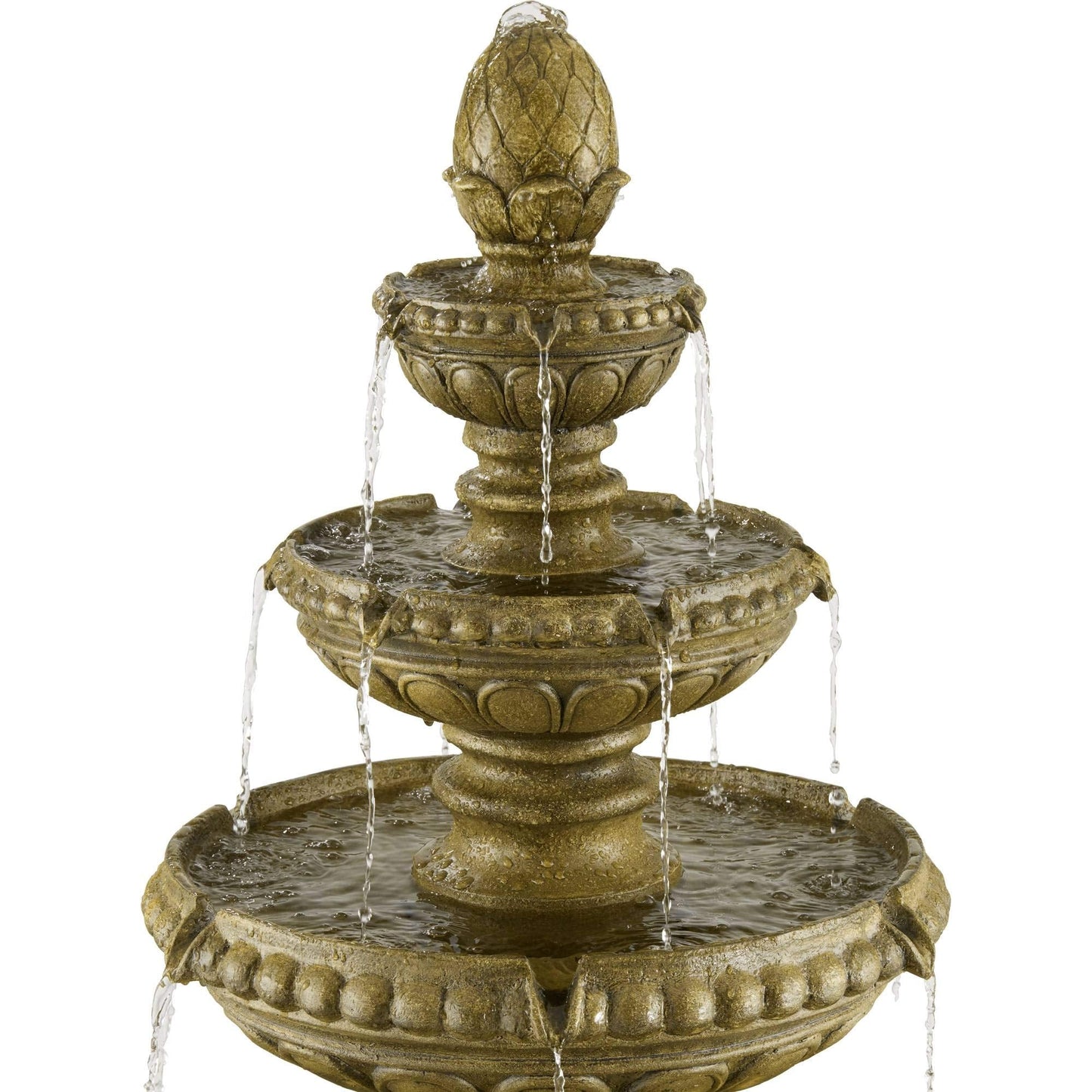 Sag Harbor 66" High Large Italian Outdoor Decor Sand Stone Floor Fountain with Light LED Waterfall 4-Tier Standing Basin Water Feature for Outside Garden Patio Yard Backyard Porch - John Timberland