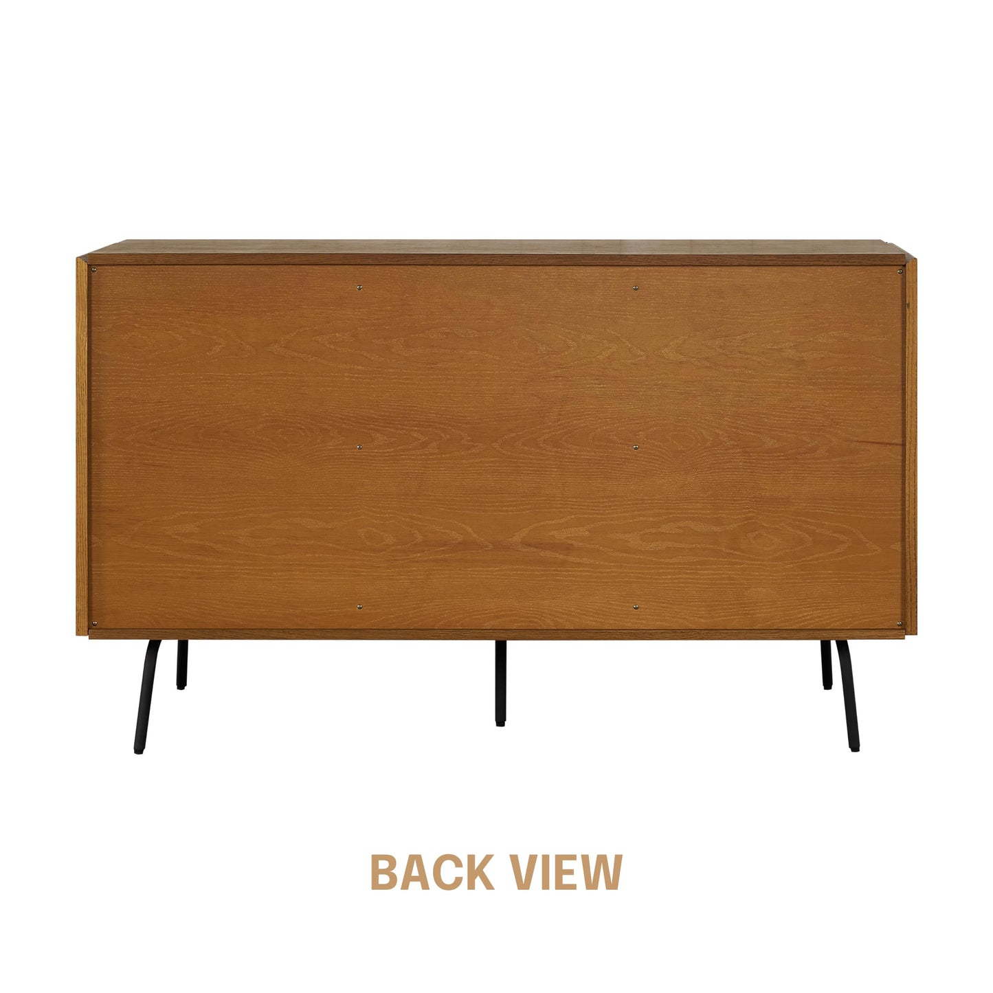 NTC MOSSIC Sideboard with 2 Doors and 3 Drawers, Buffet Cabinet with Natural Rattan and Metal Legs, Modern Storage Cabinet for Living Room, and Hallway, Effortless Assembly - Rustic Oak