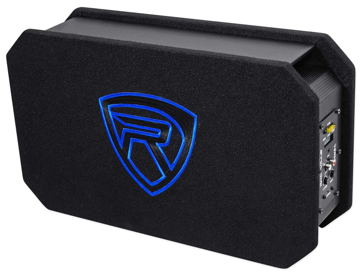 Rockville RMW8A 800W 8" Powered Truck Subwoofer, Class-D Amp, 4 Ohm, Slim Ported Enclosure, Remote Bass Control, Durable MDF with Grill, for Car Audio