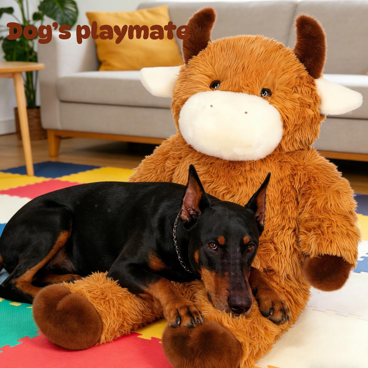 Cudhug 32" Giant Highland Cow Stuffed Animal, Animals Plush Toy Gift Huge Size Fluffy Plushy Fat Plushie, Stuffed Animals for Kids Adults