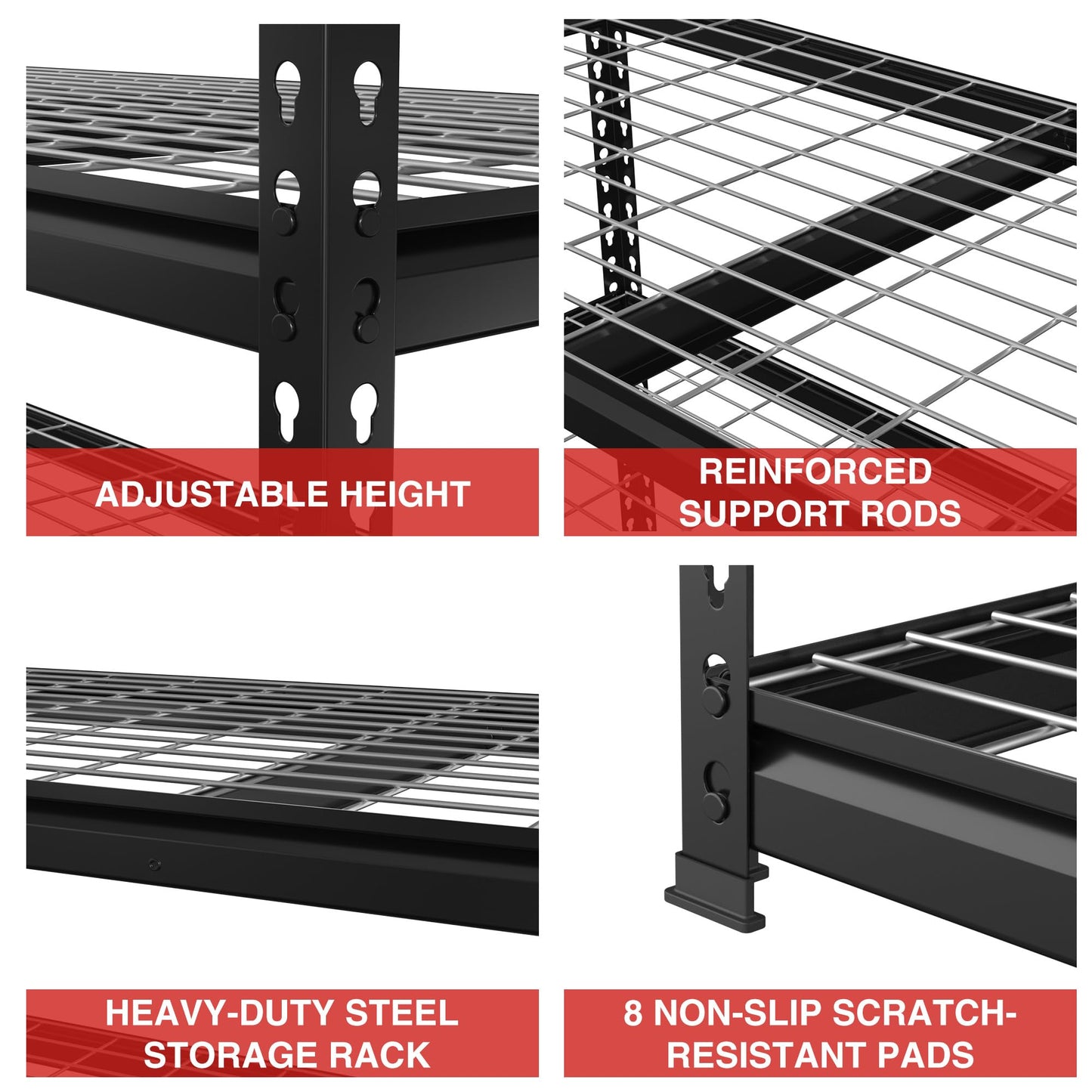 WORKPRO 5-Tier Heavy Duty Metal Shelving Unit, 48”W x 24”D x 72”H, Adjustable Storage Rack, 4000 lbs Total Load Capacity, Ideal for Garage, Basement, Warehouse, Workshop