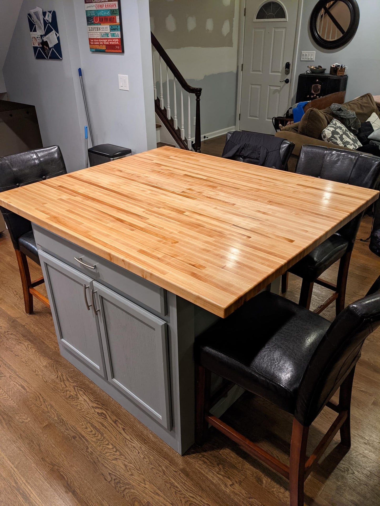 Maple Butcher Block Top - 1.5" Thick - Unfinished - Great for Countertops, Desks, Laundry folding tables, Workbench tops, Cutting Boards, and More - Made in the US by FJ Tops (30" x 48")