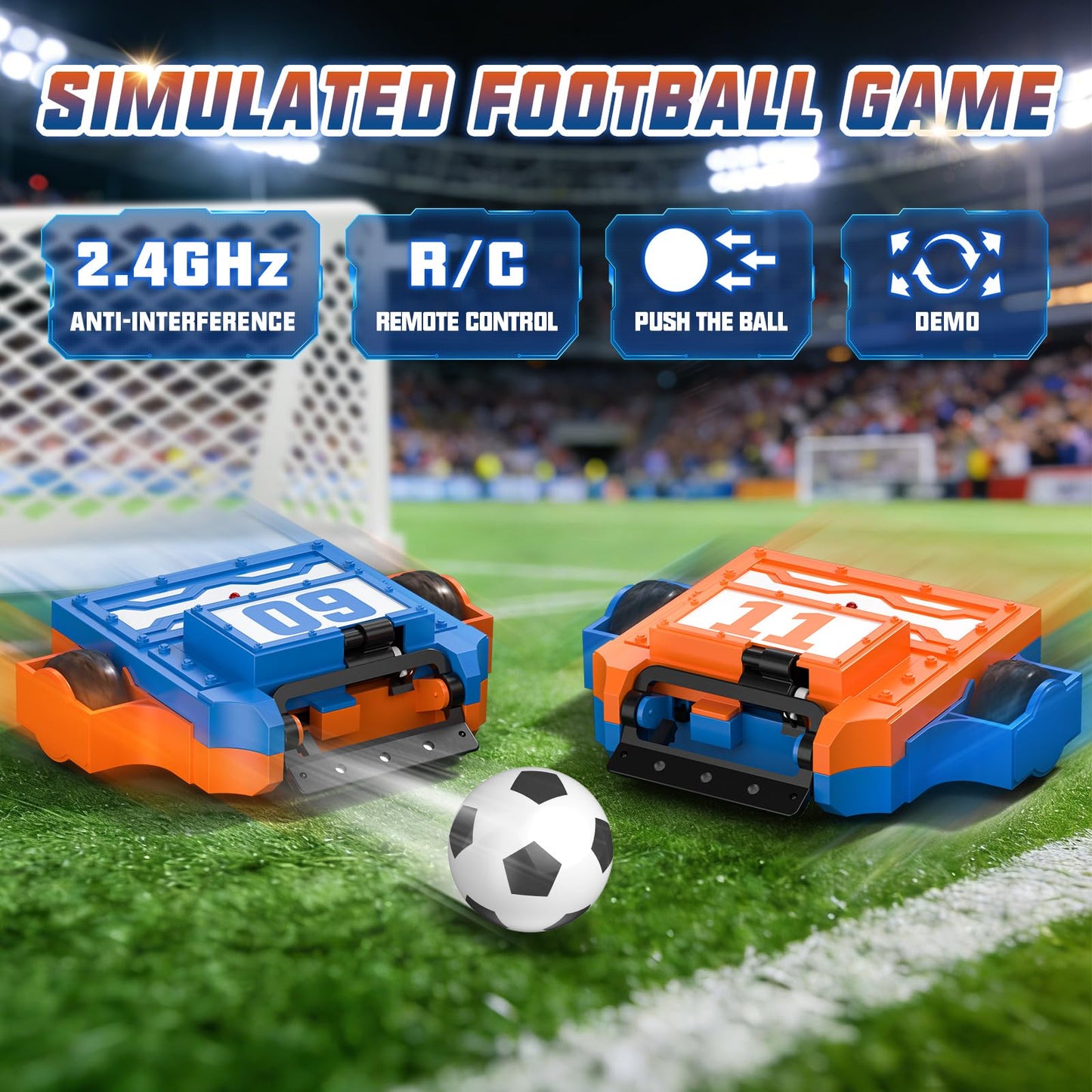 ACIKETO Remote Control Battle Robots Soccer Robot Game Set for Kids, 2-Player RC Football Robots Table Game with 2 Balls & 2 Goals, Fighting Robot STEM Toy Birthday Gift for Boys and Girls Age 5 & Up