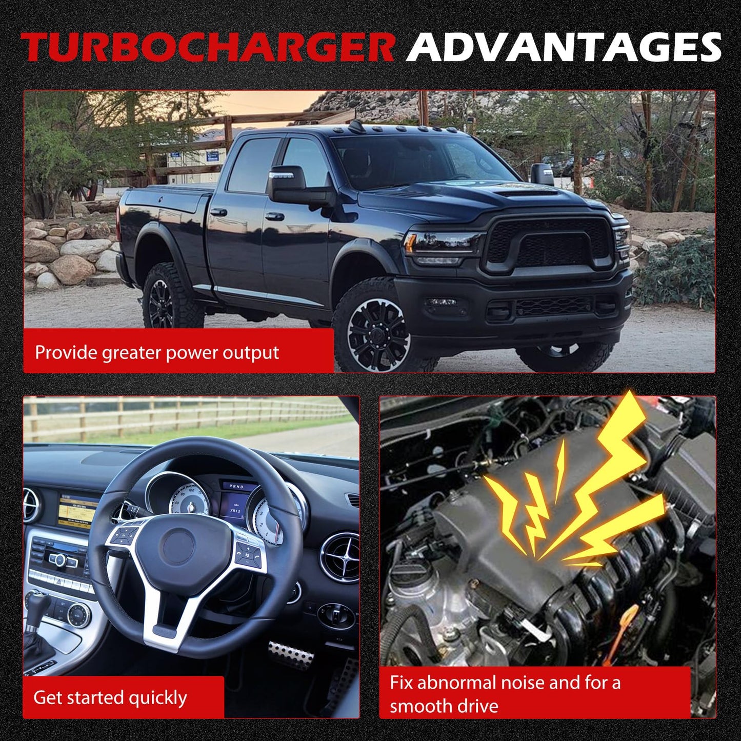 Autodevil Universal Turbo Turbocharger Compatible with GT45 T4, Turbo Charger Kit 0.66 A/R 600+HP Boost for 4.0L-6.0L Engine with Flange
