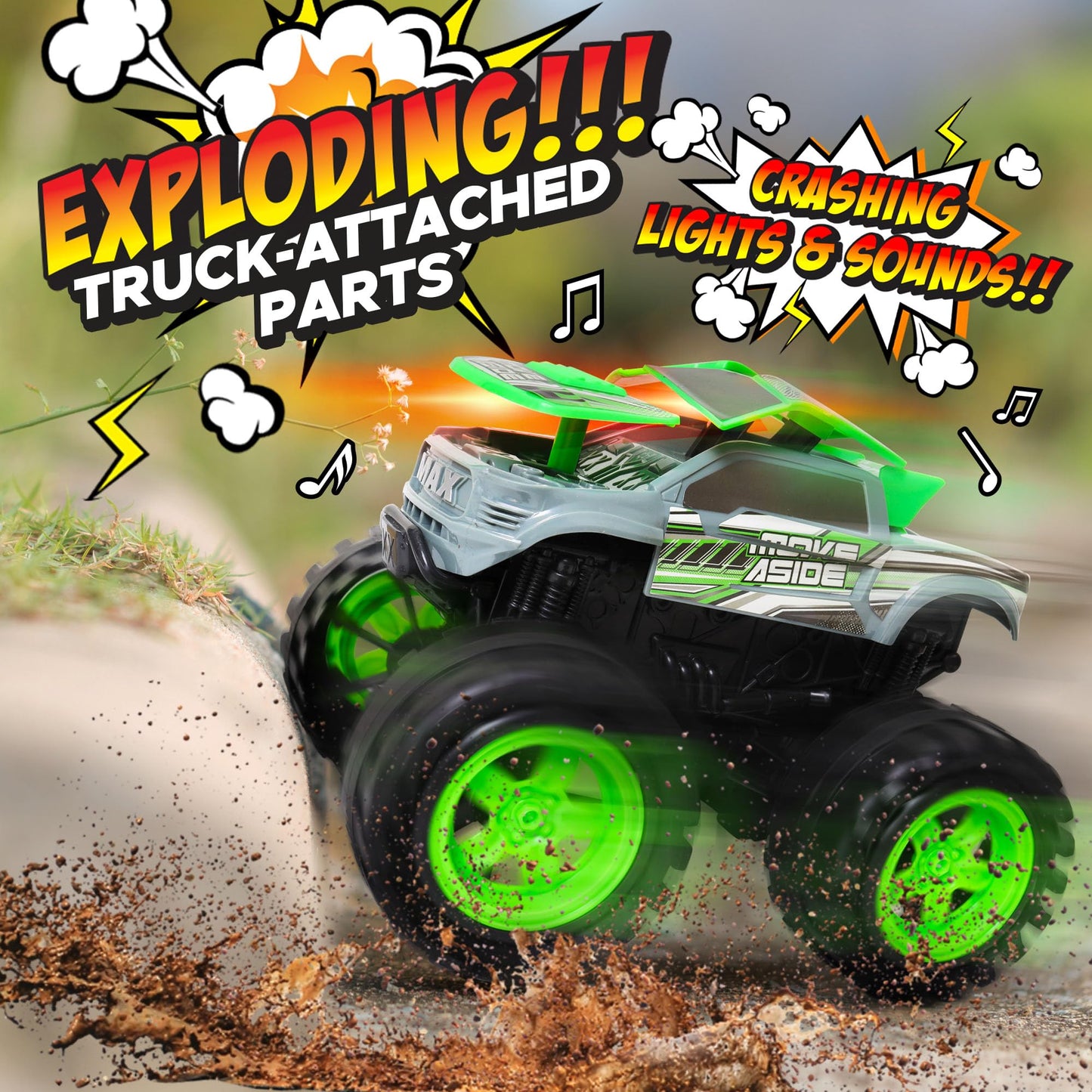 Exploding Monster Truck Toy with Explosive Crash Sounds and Lights, Smash It Up Again and Again, 8.7” Monster Truck Toys for Boys Kids Ages 3, 4-7 & Above | Toddler Toys for 3 Year Old Boys Gift