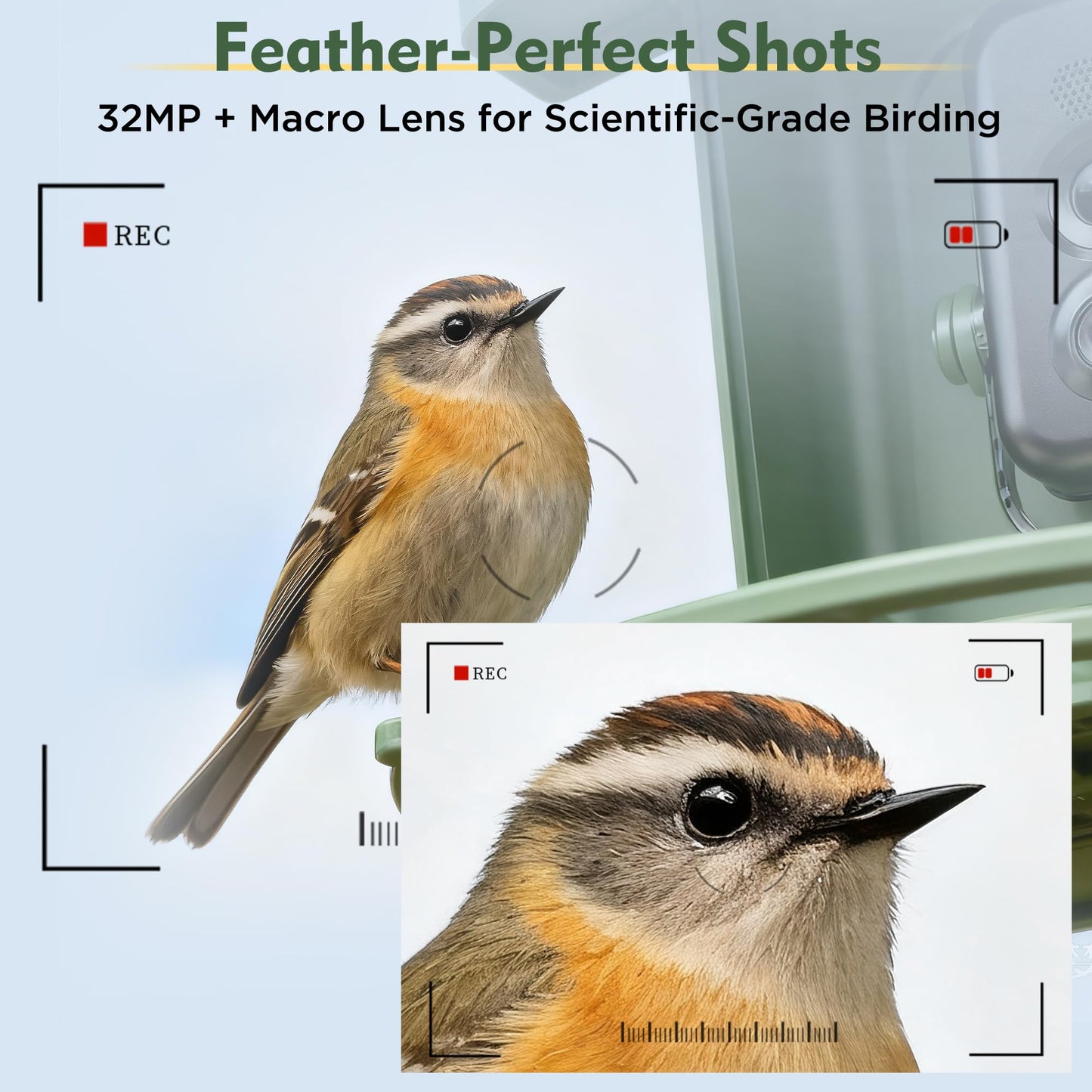 Hibird 4K HD Smart Bird Feeder Camera, 2.4G/5G Dual WiFi Wireless Outdoor, 6X Slow Motion Auto Bird Video Capture, Instant Notifications, AI Identify 10000+ Species for Everyone