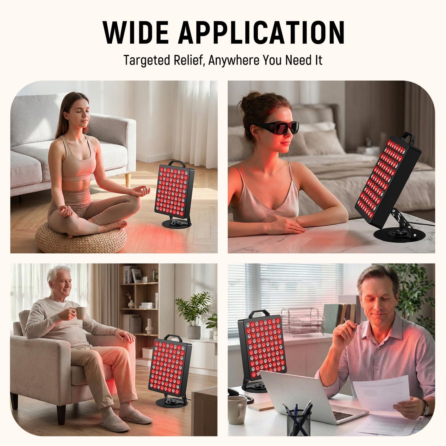 KOKOCL Red Light Therapy for Face and Body, High Power 850nm Near Infrared & 660nm Red Light Panel, 80 LED Lamps, Remote Control with 5 Intensity Levels, 360° Rotating Base