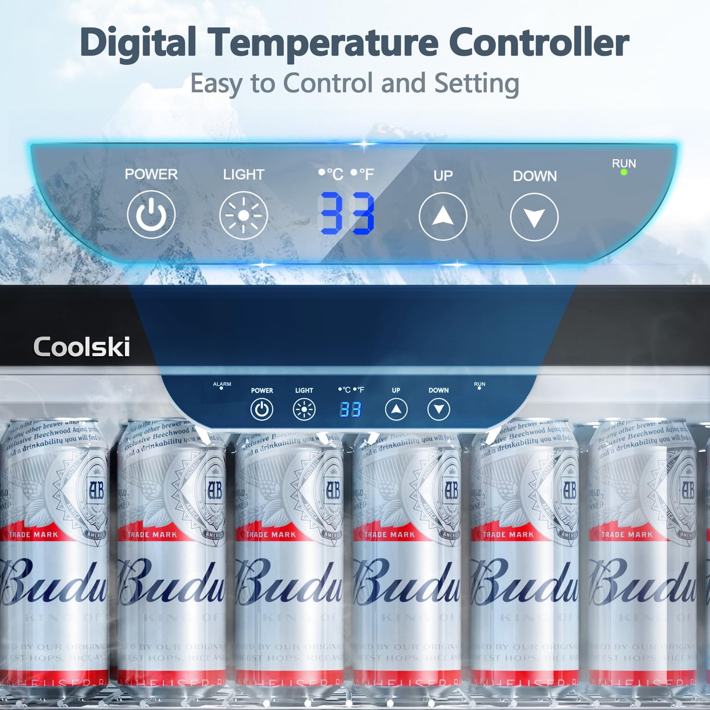 Coolski Beverage Refrigerator, 24 Inch Under Counter Beverage Fridge, 180 Cans Built-In or Freestanding Beverage Cooler with Glass Door for Home Bar Kitchen, ETL, DOE, NSF Approved