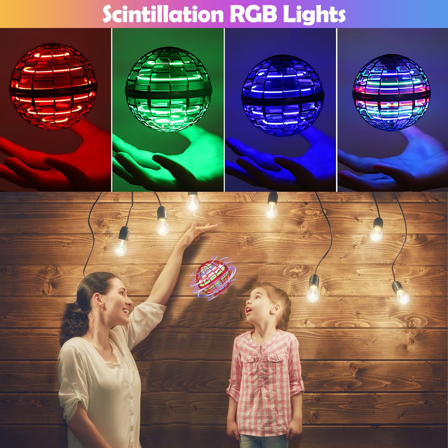 Flying Orb Ball Toy, 2024 Upgraded Boomerang Hover Ball Fidget Spinner for Kids, Hand Drone Orbit, Cool Toys Gift for 6 7 8 9 10+ Year Old Boys Girls Teens Outdoor Toys(Red)