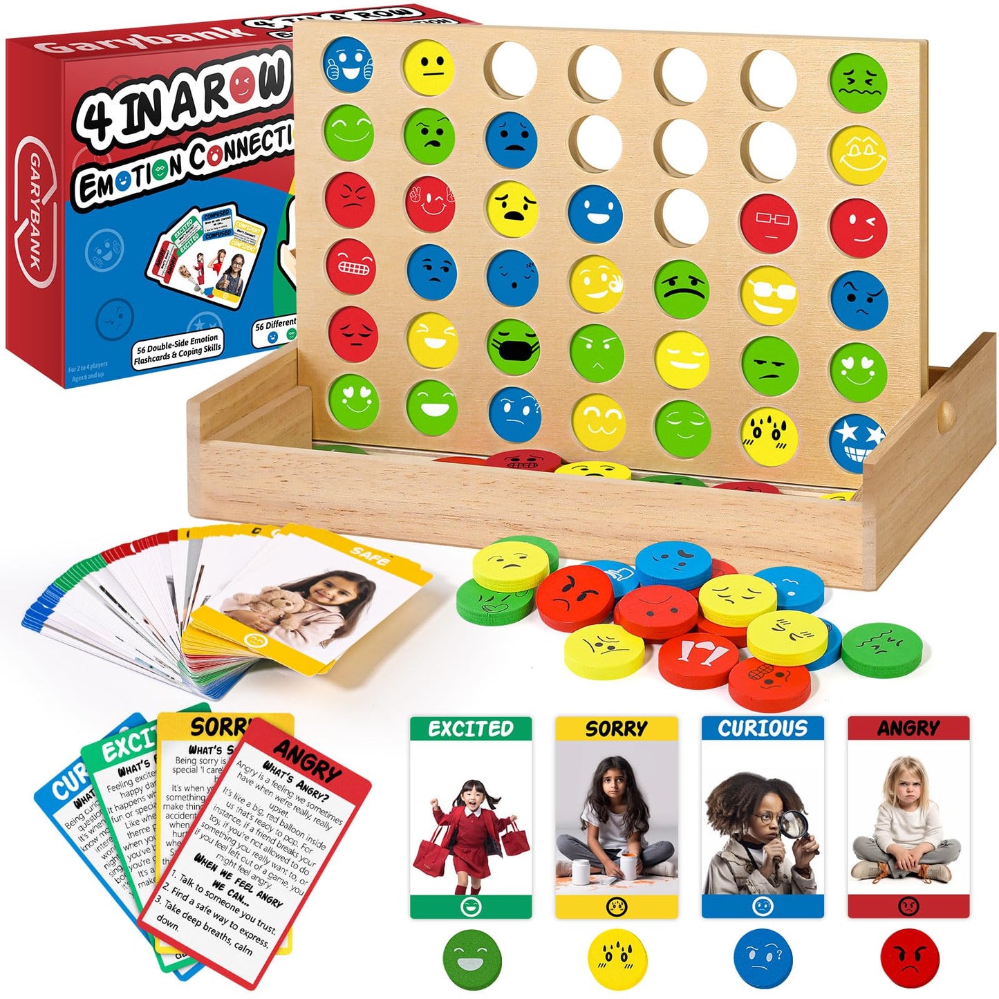 Garybank Social Emotional Learning Activities for Kids, Feelings Connect Game w/56 Emotion Cards, Play Therapy Toys for School Counselors, Social Coping Skills for Children, Teacher Office Must Haves