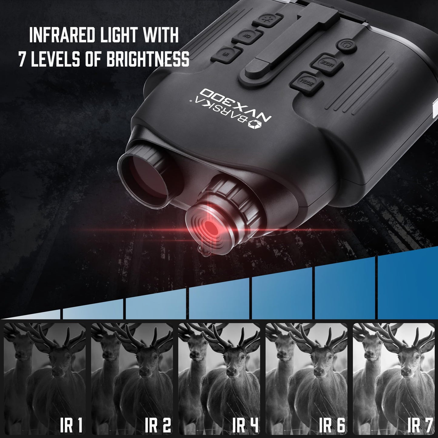Barska Night Vision Nvx300 Infrared Illuminator Digital Binoculars, Black, Model:BQ13374