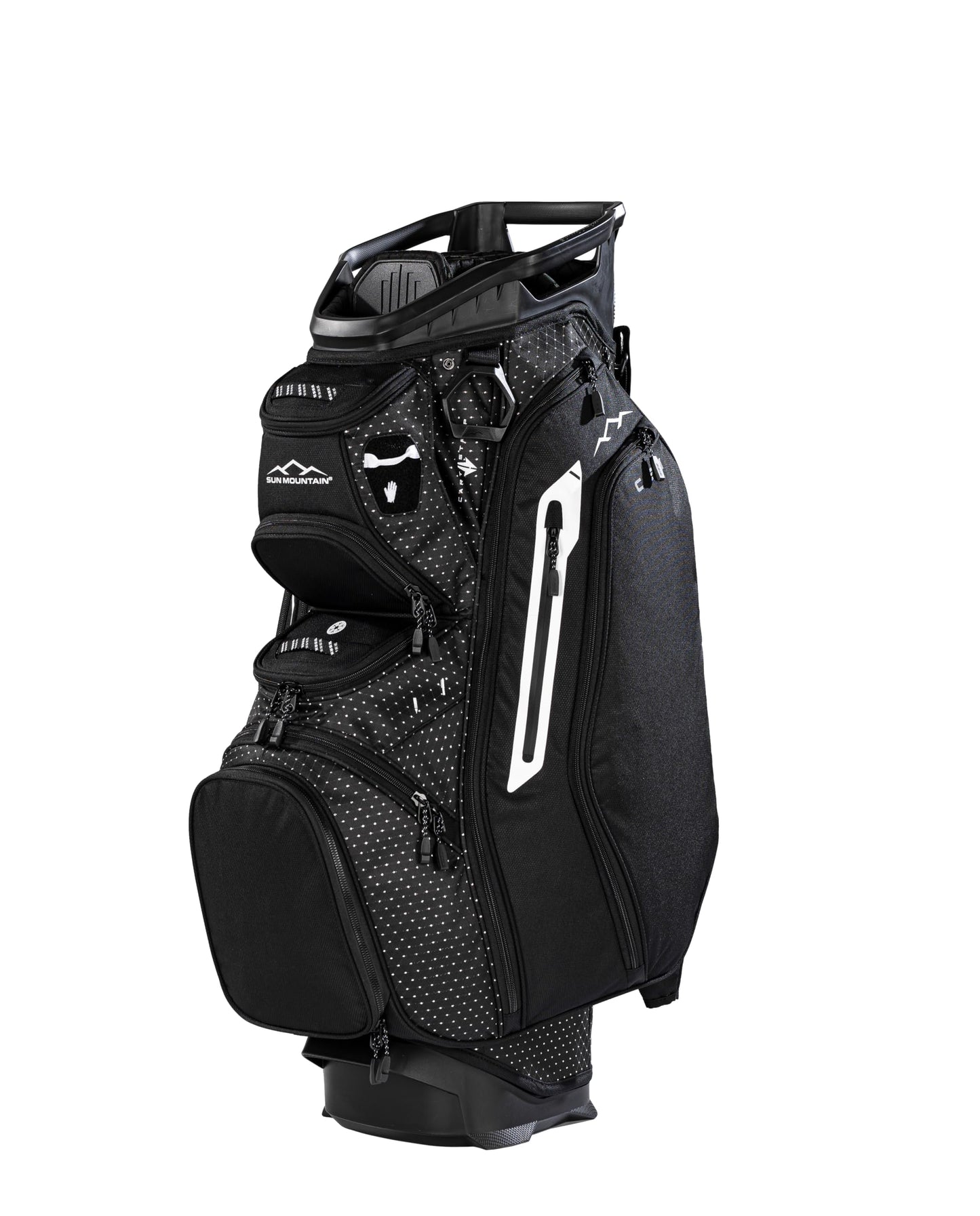Sun Mountain Women's C130 Lightweight Cart Golf Bag 14-Way Top - 11 Pockets, Smart Dual Strap System, Push-Electric-Riding Cart Compatible Compression Base, 2026 Model - Black Diamond-Black