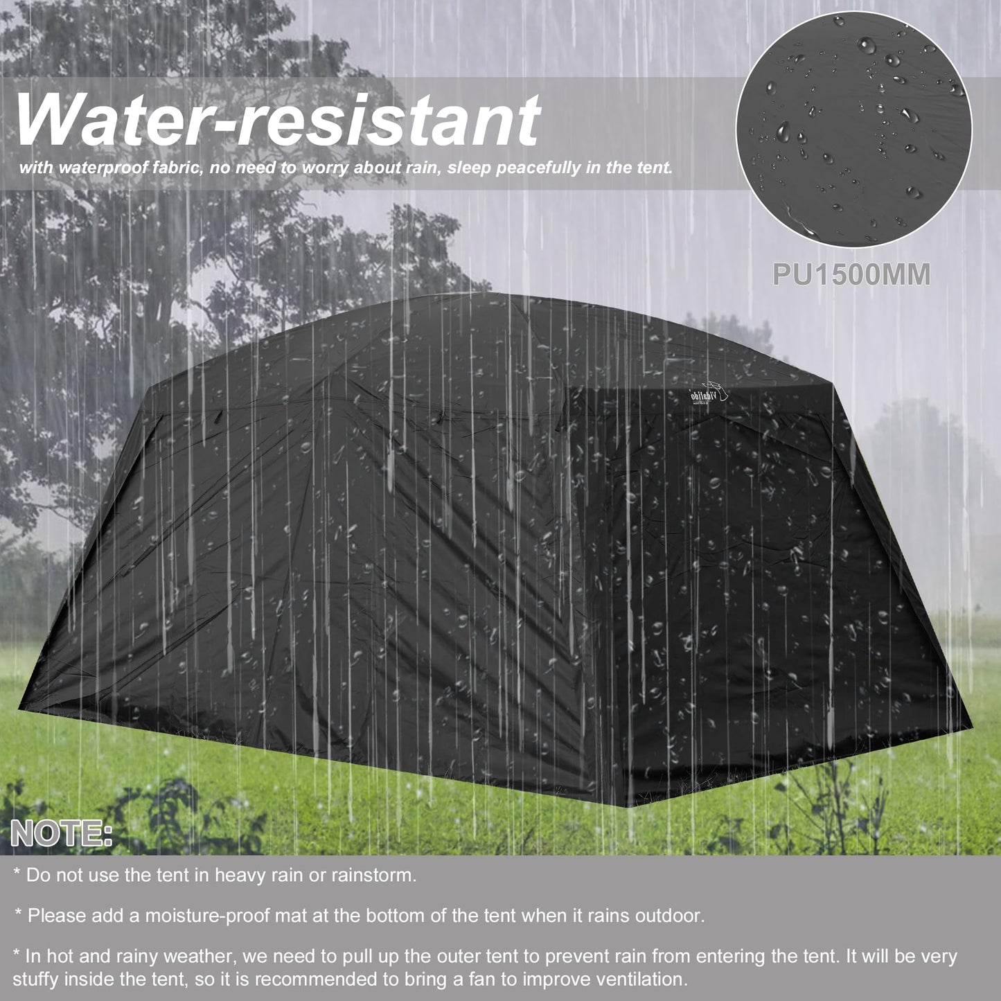 Vidalido 4-6 Person Camping Tent with 3 Door 2 Room Large Family Cabin Tents, Double Layer Waterproof Portable Glamping Tent, Big Tents for Outdoor Camping Hiking and Backpacking