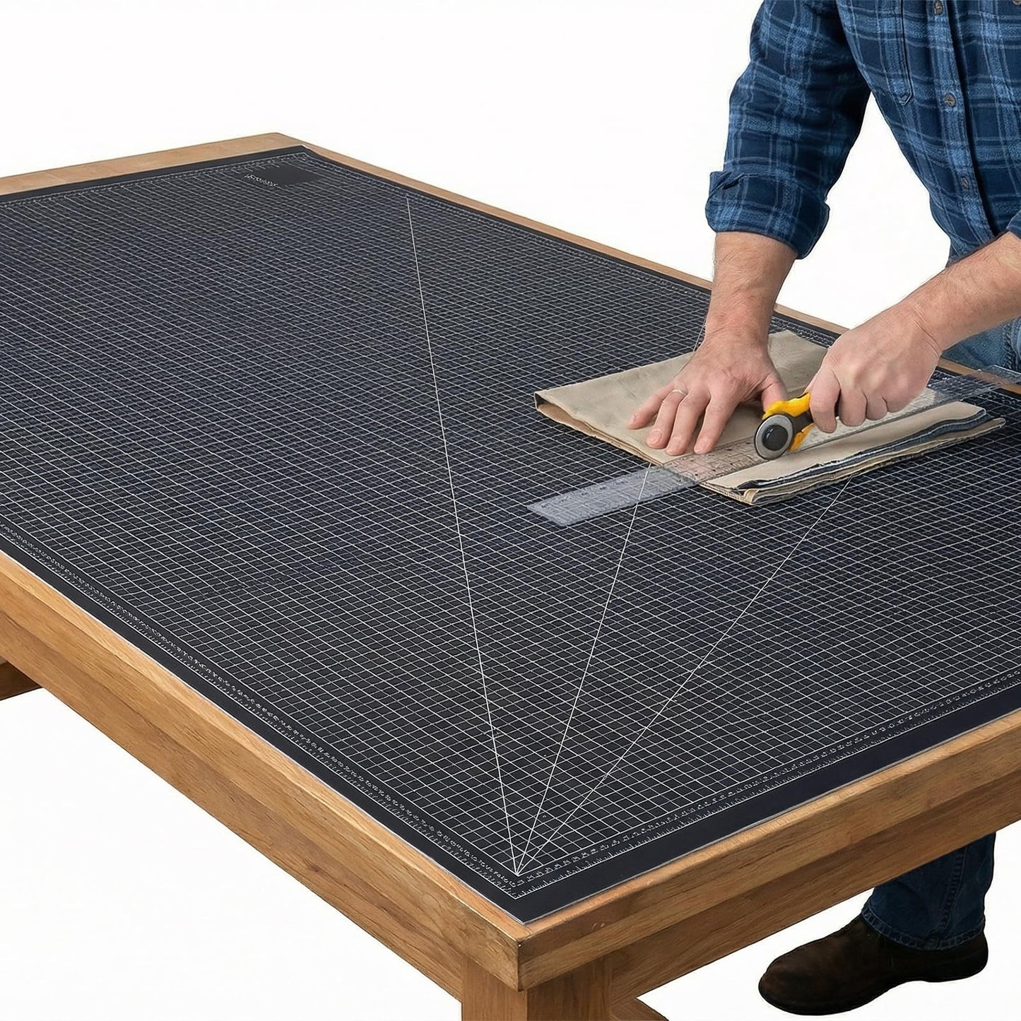 Flatness-upgraded 47" x 94" Extra Large Self Healing Sewing Mat, werkwise Rotary Cutting Mat Cut Board for Crafts Hobby Project, Scale Size 46" x 92", Black and White