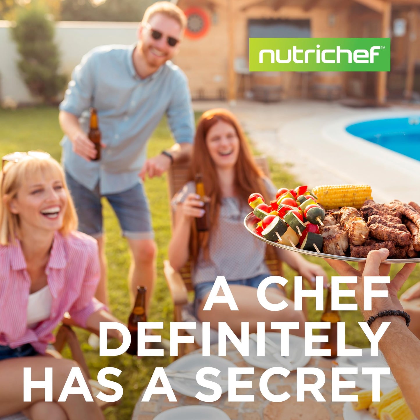 NutriChef Heavy-Duty 5-Burner Propane Gas Grill - Stainless Steel, 52,000 BTU, 4 Main Burners + Side, Electronic Ignition, Built-in Thermometer - NCGRIL2.5