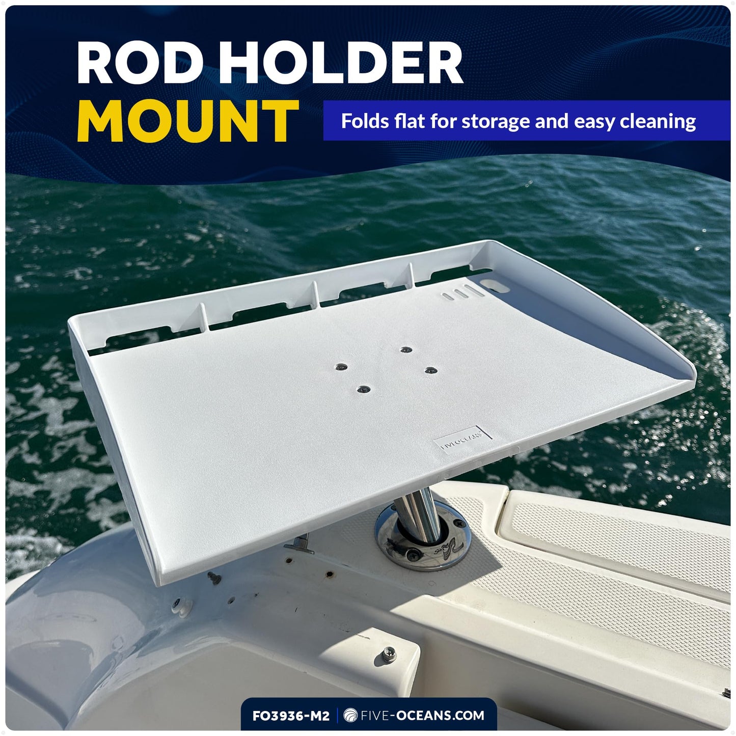 Five Oceans Boat Cutting Board, Fillet Table for Boat, Bait Table Premium Line, 2-Pack, Rod Holder Mount, with Knife Slot, Plier Storage, Slotted Table Back, for Pontoon, Fishing Boats - FO3936-M2