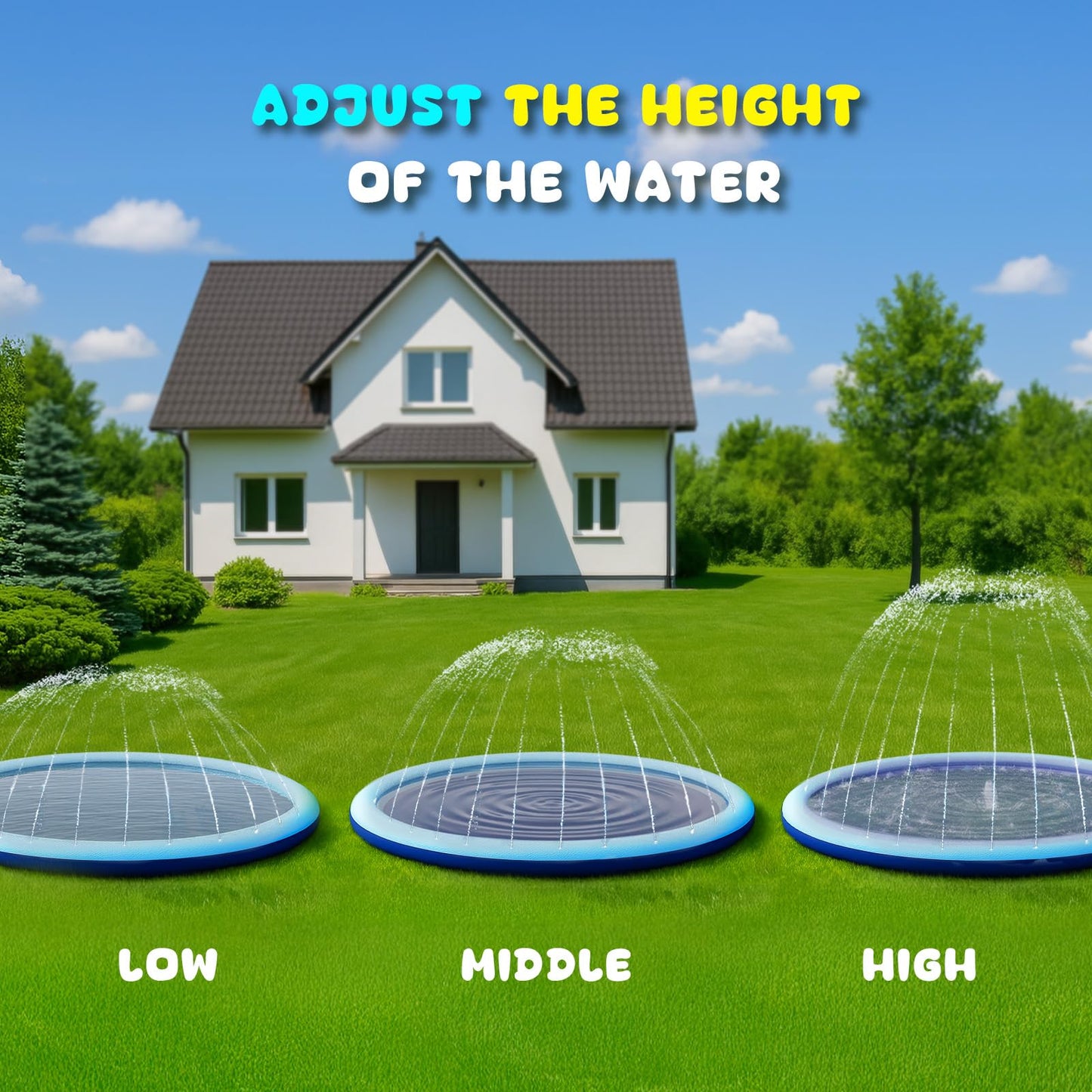 COMMOUDS 97" Splash Pad for Kids and Dogs, Extra Large Sprinkler Pad Non-Slip Thicken Pool Summer Outdoor Water Toys, Backyard Fountain Play Mat for Baby Toddlers Boys Girls Pet