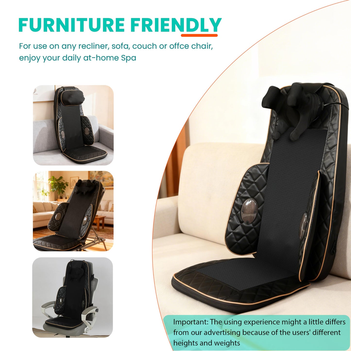 MAIBOLE Shiatsu Neck and Back Massager with Heat: Adjustable Deep Tissue Massage Cushion for Full Back, Neck, Lumbar & Hips - Fits Office Chair, Recliner, Upgraded Version
