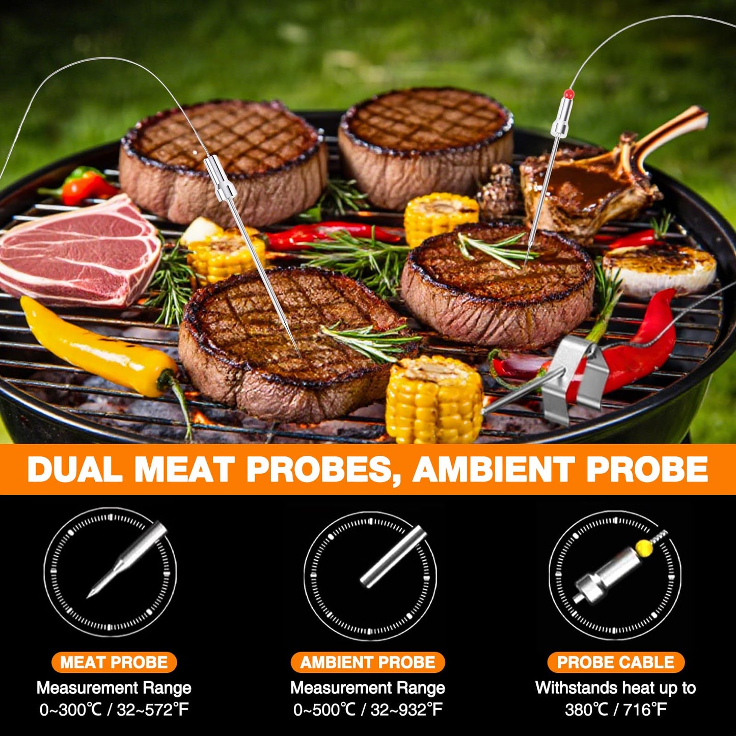 Bluetooth BBQ Temperature Controller, Automatic Smoker Fan Grill Thermometer for Big Green Egg, Kamado Joe, Primo, Vision Grill, Akorn Kamado (External Power Source Required)