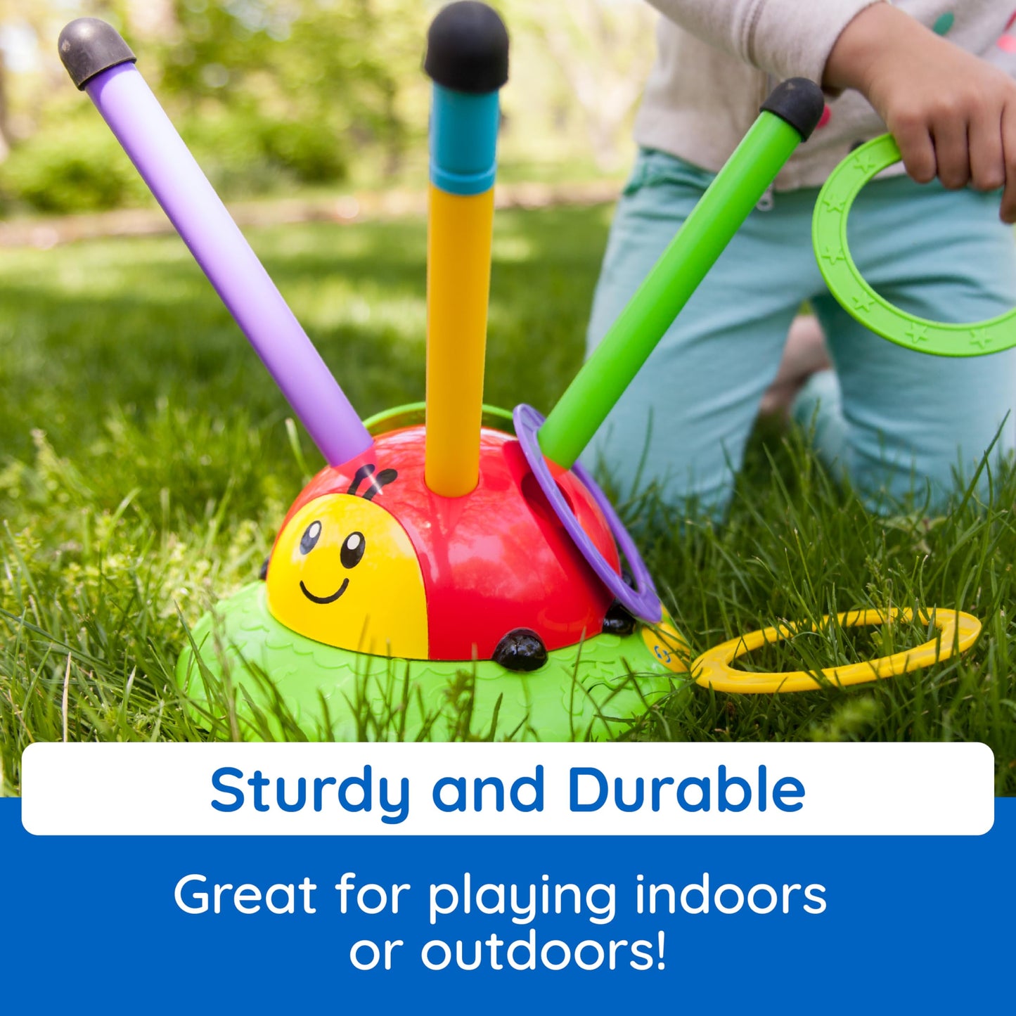 Fat Brain Toys 2-in-1 Musical Jump 'n Toss, Active Indoor/Outdoor Games for Kids Ages 4+, Fun Toys, Kids Activities