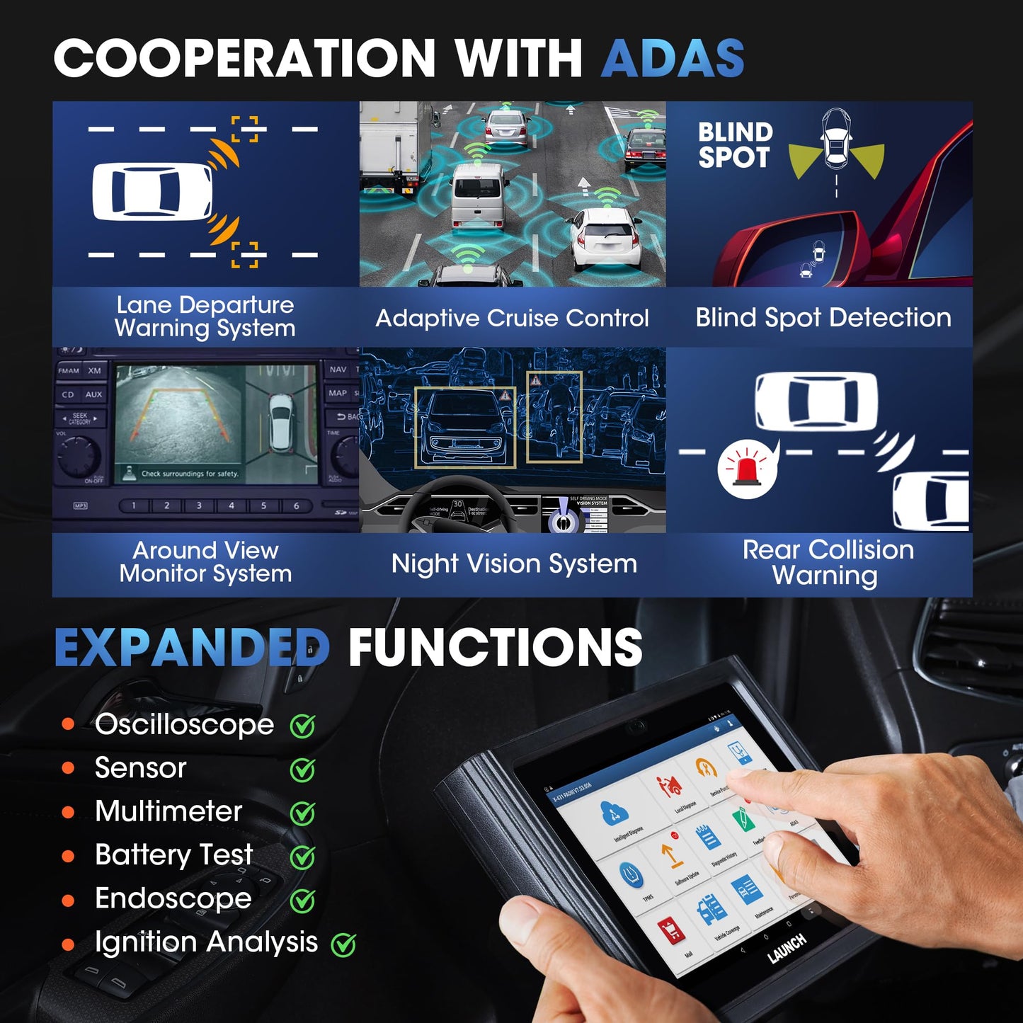 Launch X431 PAD Scan Tool Global Ver. (Upgraded of X431 V+, X431 PROS) 50+ Reset ECU Coding OE-Level Bi-Directional All System Diagnostic Tool, Free Update