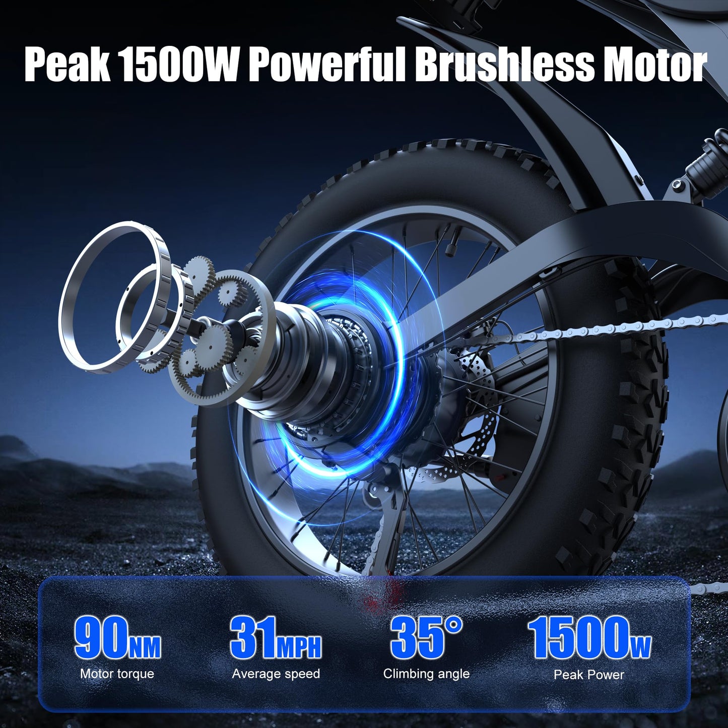 ZorixBike Electric Bike for Adults,48V 20AH - Peak Power 1500/3000W Brushless Motor Electric Bicycle - Max Speed 31-35MPH - Max 80 Miles Range - 20" x 4.0" Fat Tire Dirt EBike,R8-1500W