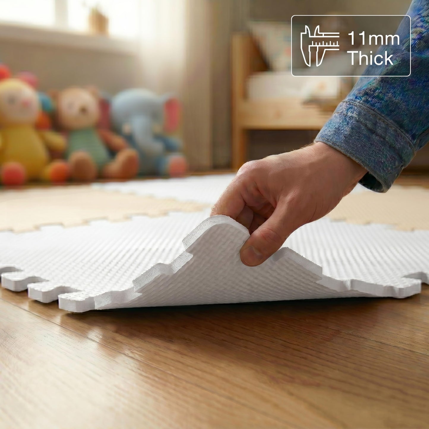 FlooringInc Baby Play Mat for Floor, Extra Large 2'x2' Foam Floor Tiles for Kids, Soft Interlocking Puzzle Mat, 1/2 Inch Thick, Non-Toxic EVA (Moonbeam, 6 Tile Pack, 24 Sq Ft)