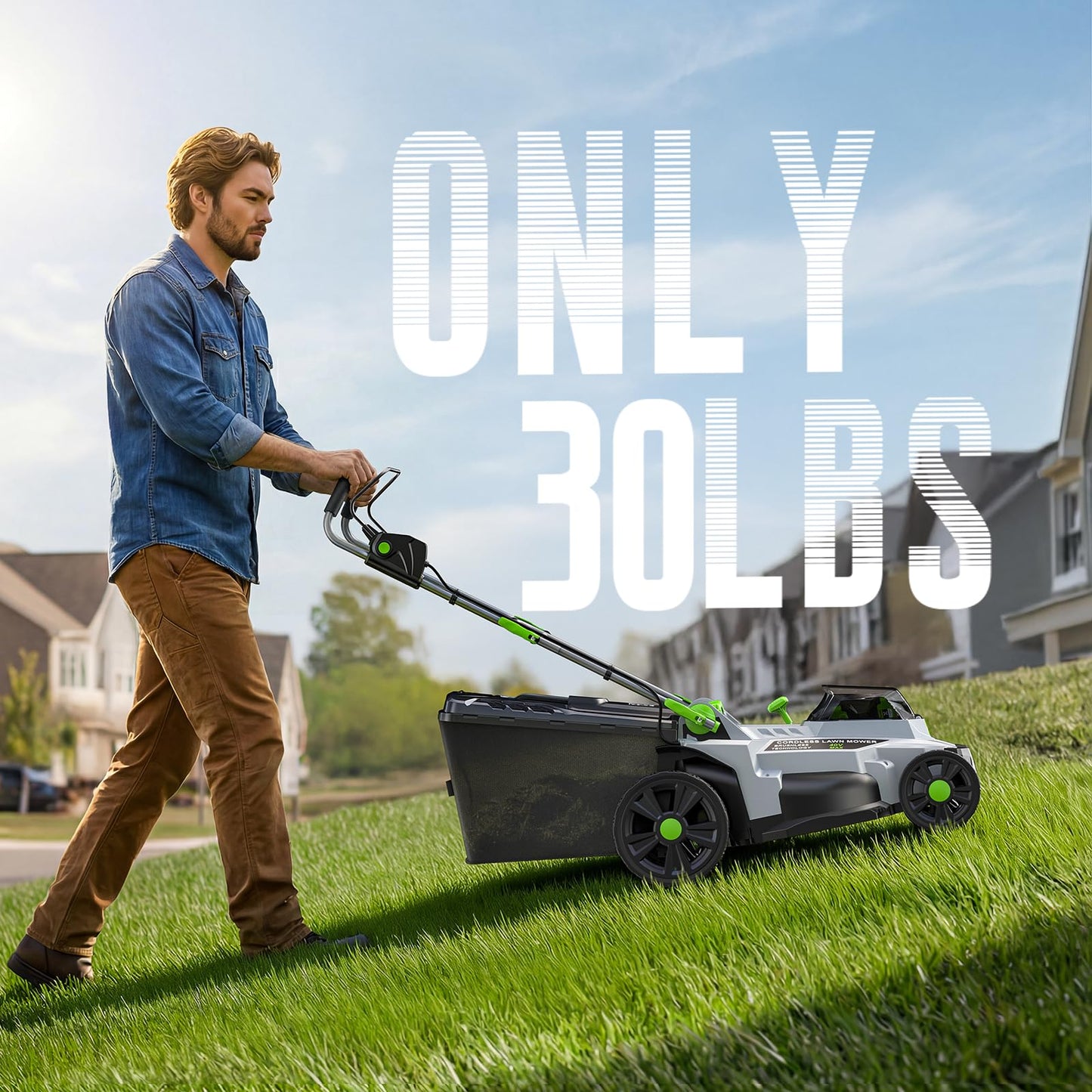 40V Cordless Lawn Mower, Electric Battery Powered 4.0Ah Walk Behind Lawnmower, 17” Cutting Width, 6-Position Height Adjustment, Bagging & Mulching Model, for Garden/Patio/Yark