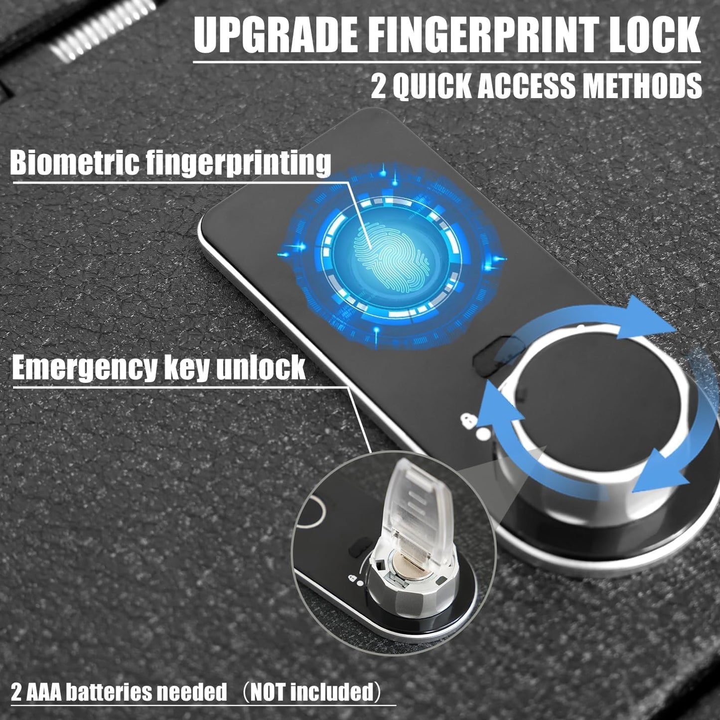 Center Console Gun Safe Vault - WASAI Vehicle Safe Vault Compatible with Hyundai Tucson 2026, Anti-Theft High Security Armrest Lock Box with Biometric Fingerprint Lock with Backup Key.