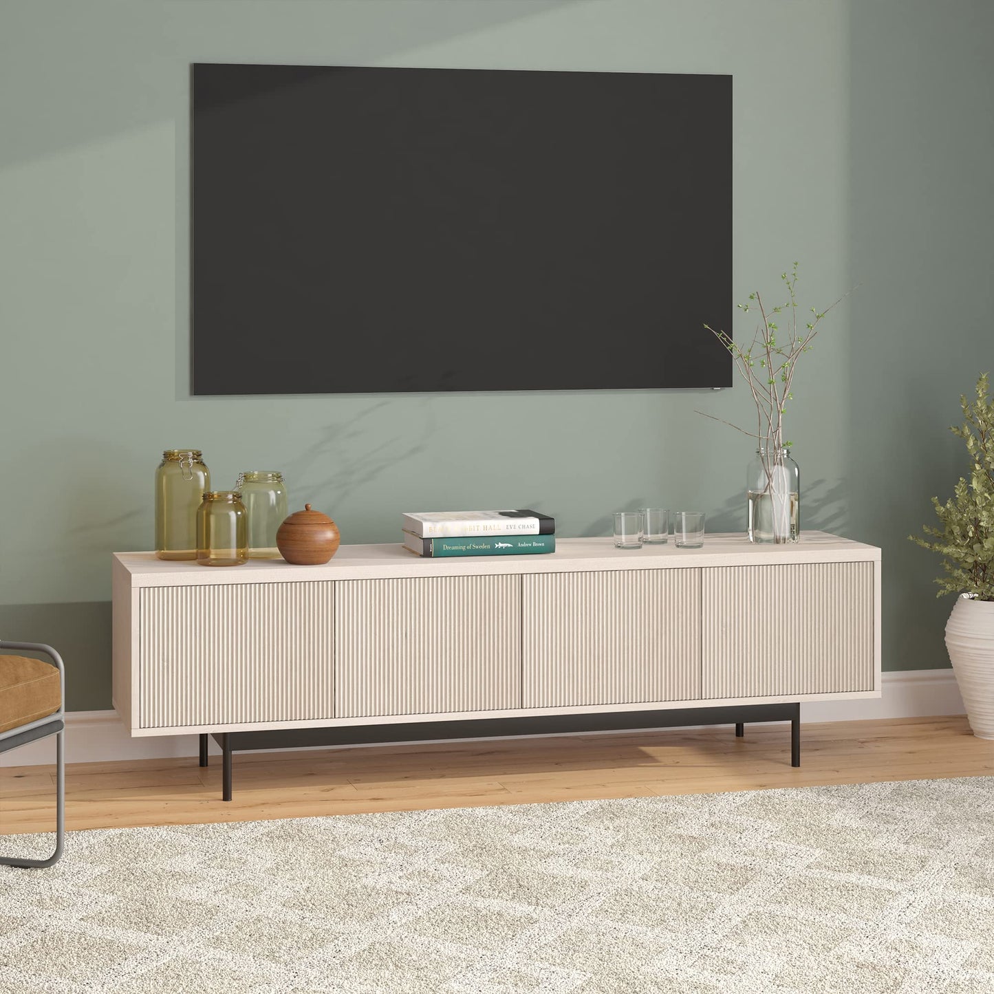 Henn&Hart Whitman, 70'' Rectangular TV Stand, Alder White