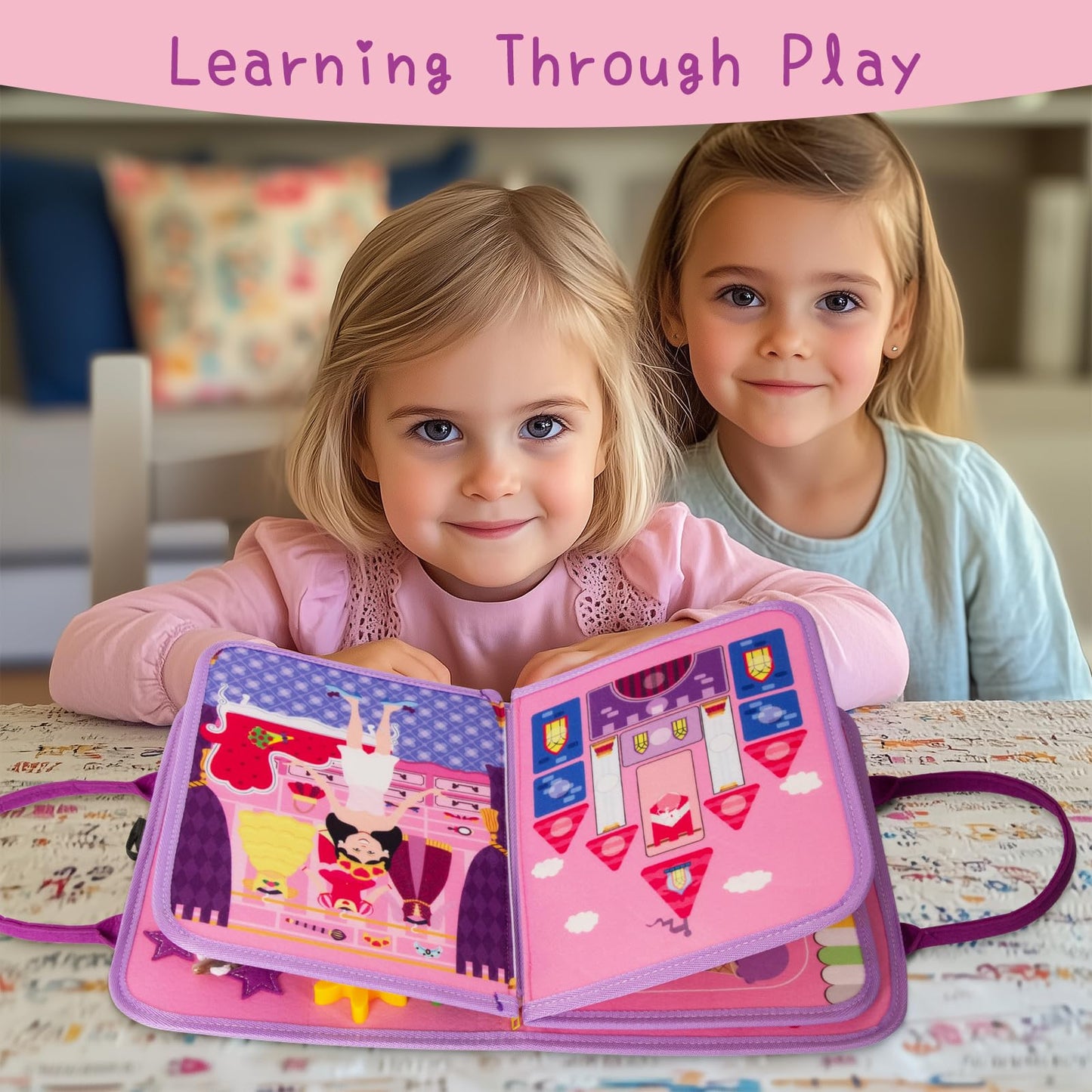WOODENFUN Busy Board Montessori Toys for Boy Girl Birthday Gifts, Busy Book Learning Sensory Easter Toys for Toddlers, Toddler Travel Autism Educational Activities Fine Motor Skills