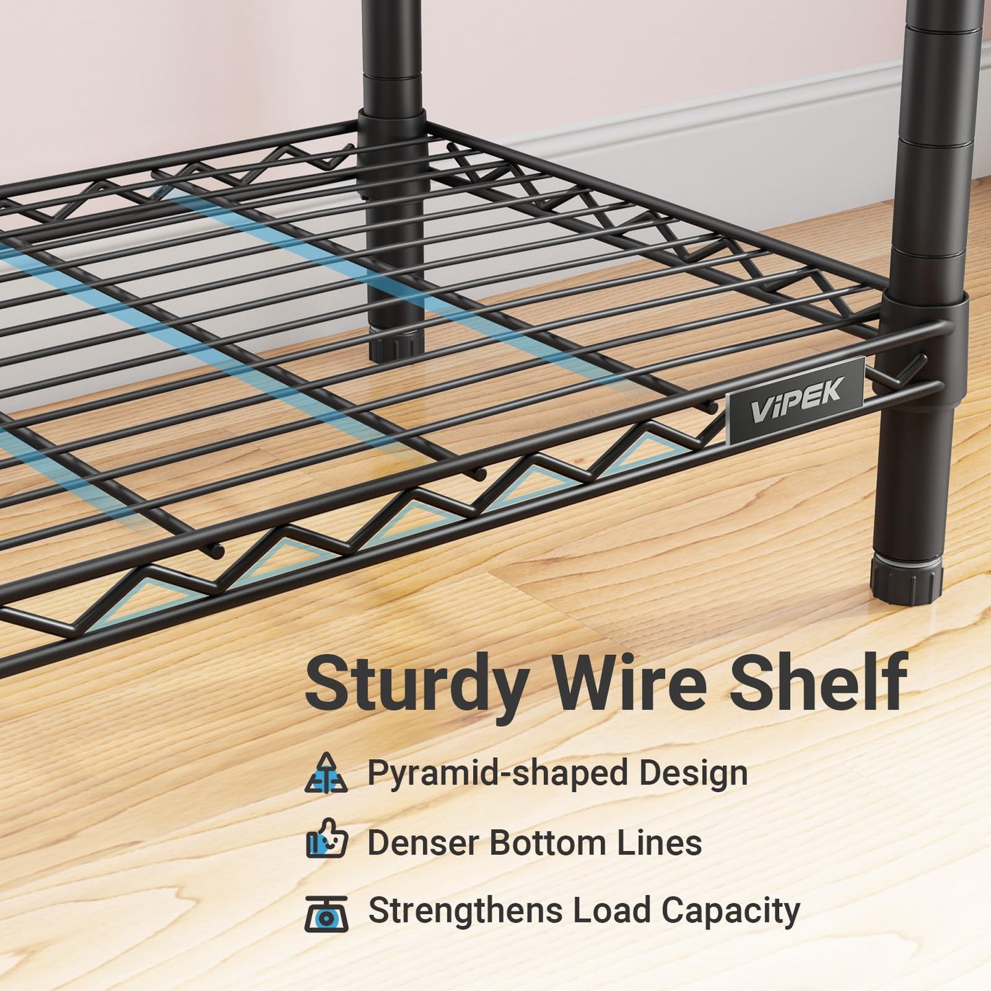 VIPEK V20 Wire Garment Rack Heavy Duty Clothes Rack, Metal Clothing Rack with 6 Shelves, 3 Hang Rods & 4 Fabric Drawers, Compact Wardrobe Closet, 56.7" L x 14.6" W x 70.9" H, Black