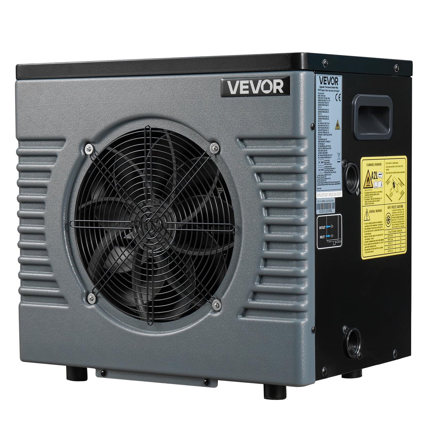 VEVOR 14710 BTU Pool Heat Pump, Electric Pool Heater for Above Ground Up to 3962 Gallons, Max COP 5.13, Heating & Cooling Dual Mode, Low Noise Smart Inverter Compressor, GFCI Protection for Swimming