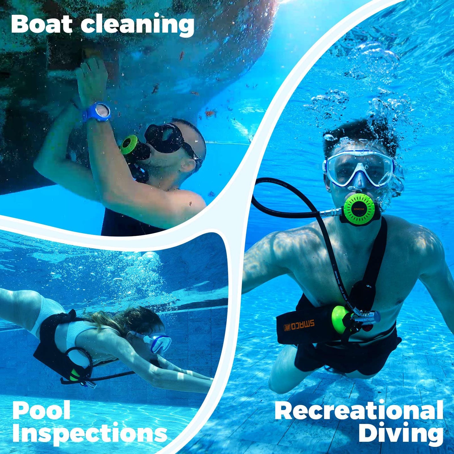SMACO Mini Scuba Tank 1L Portable Diving Tank for for Underwater Breathing Reusable Scuba Diving Oxygen Cylinder Kit for Snorkeling &Emergency Rescue S400