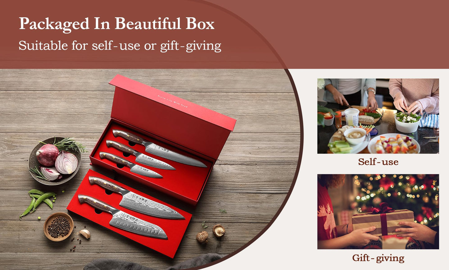 HEZHEN Damascus Chef Knife Set, 67 Layers Damascus Steel, 5PCS, Ultra Sharp, Professional Kitchen Knife Set for Chefs and Home Cooking, Ergonomic Micarta Handle, Gift Packing