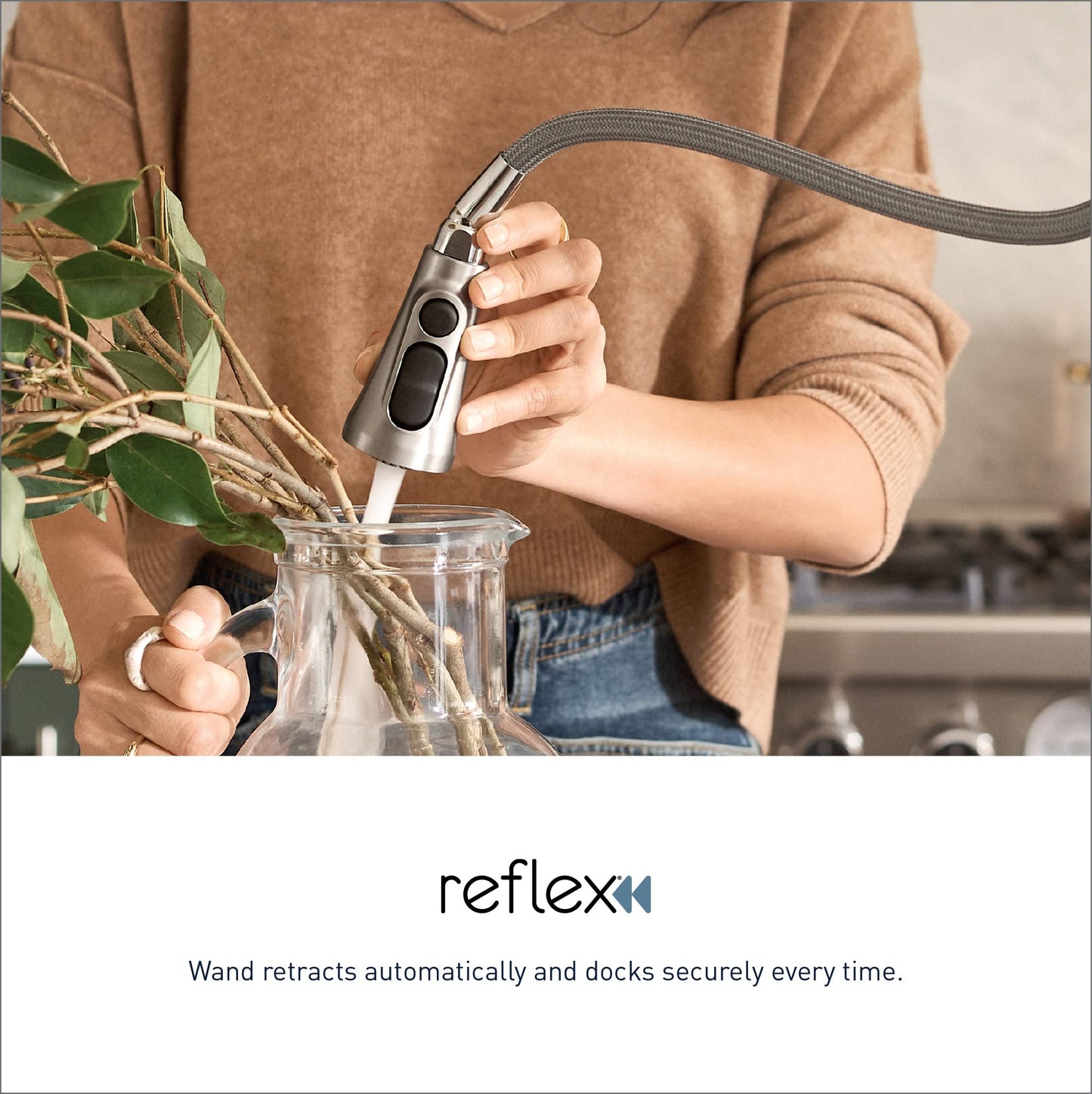 Moen Weymouth Polished Nickel Pulldown Kitchen Faucet Featuring Power Boost, Traditional Shepherd's Hook Kitchen Faucet, One-Handle Easy Installation, S73004NL
