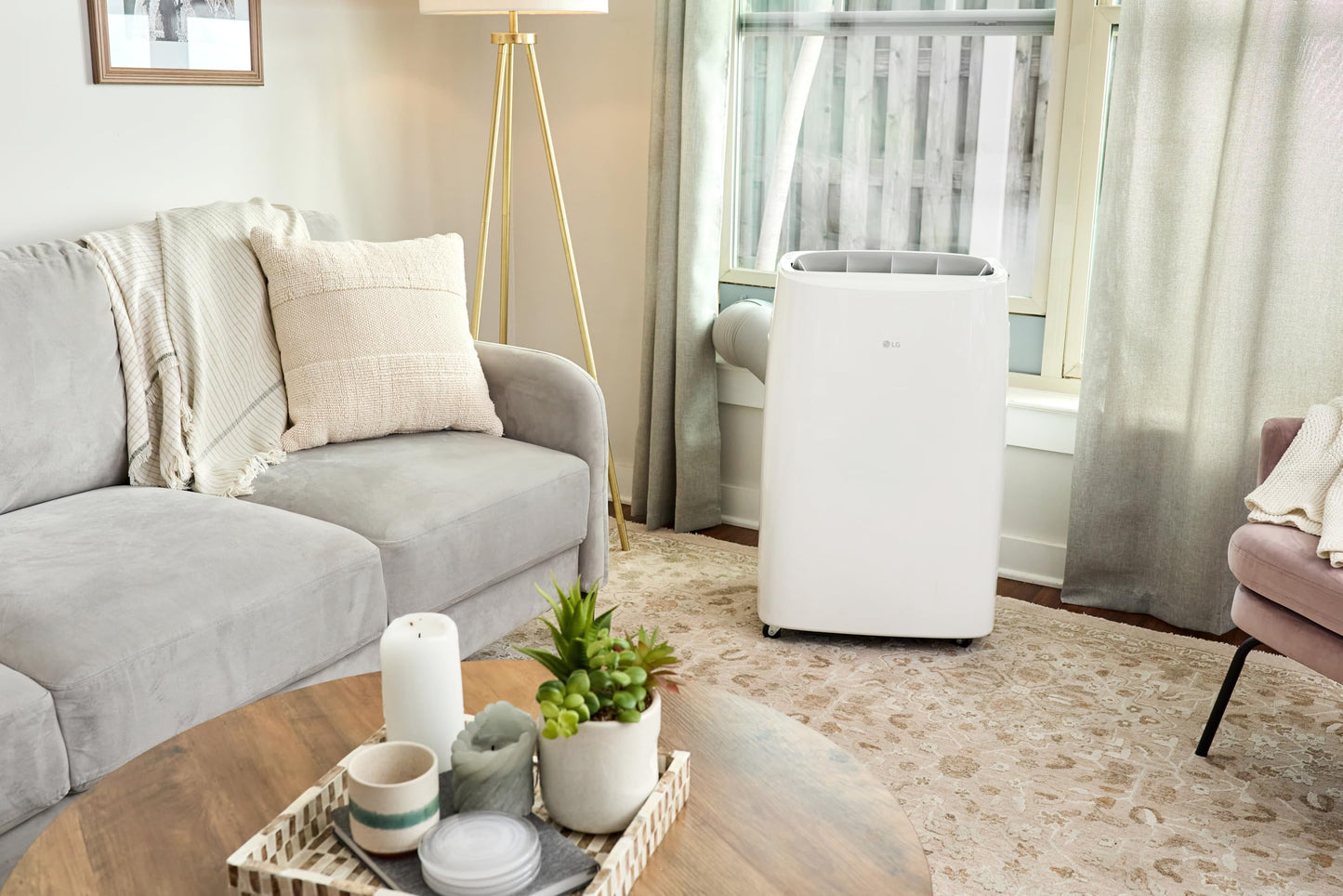 LG 10000 BTU SACC(14000 ASHRAE) Portable Air Conditioners [2023 New, Dual Inverter] Cools 450 Sqft Ultra Quiet & Easy Install WiFi App Medium & Large Room Air Conditioner AC Unit Home White LP1022FVSM