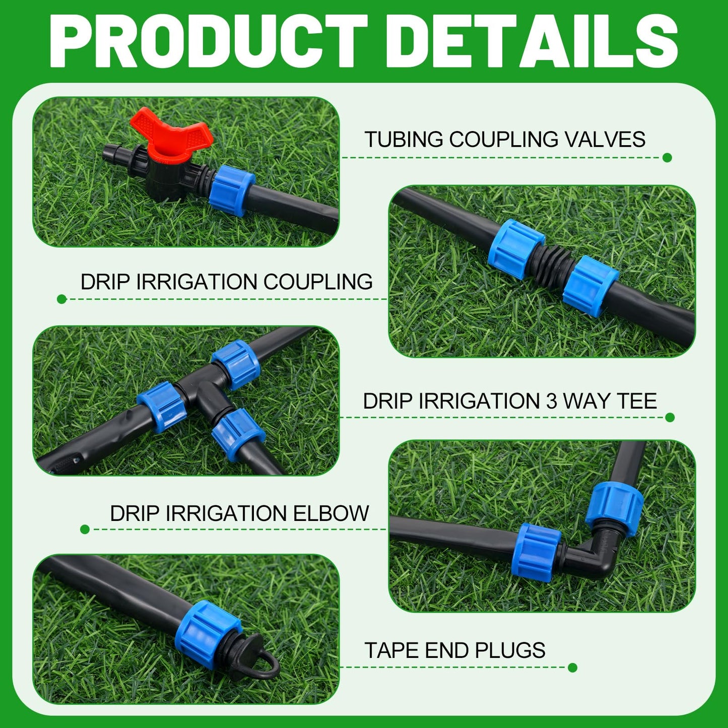 1000 Ft Drip Tape Irrigation Tubing Kit 5/8 Inch Hose 16 Mil Thickness 6" Spacing Automatic Watering System for Gardens Farms Landscapes