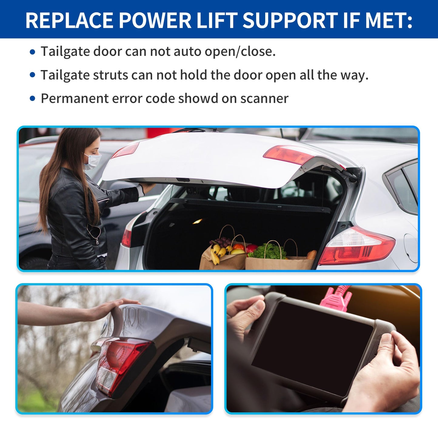 X AUTOHAUX Rear Left Right Tailgate Power Lift Support for Tesla Model S 2012-2019 Liftgate Power Hatch Shock Strut No.600661000B/600660800B Electric Trunk Power Liftgate 1 Pair