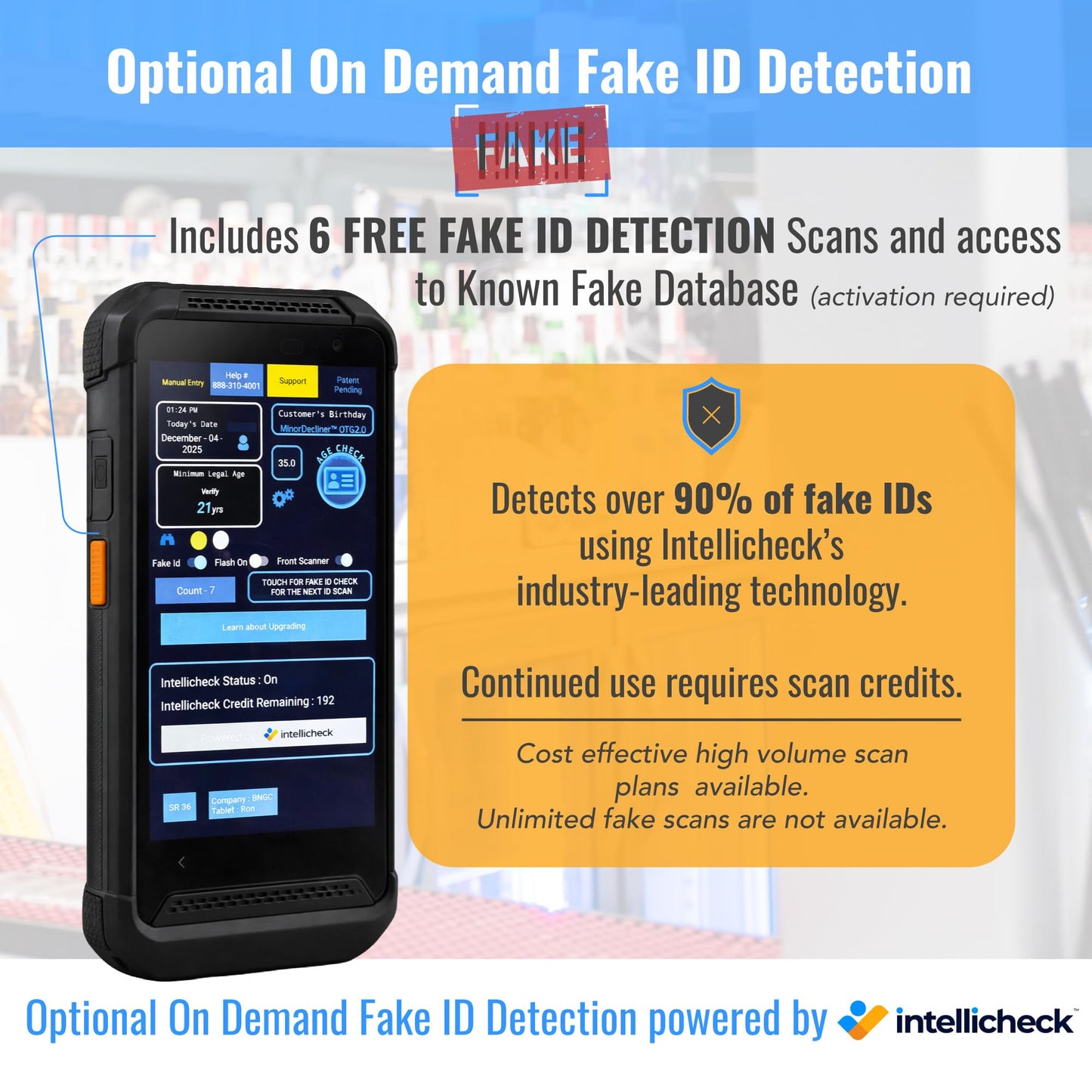 Portable ID & Passport Scanner for Bars, Clubs & Retail | Verifies Age & Expired IDs | Optional Fake ID Detection (Intellicheck) | Works in All 50 States | 2026 Model