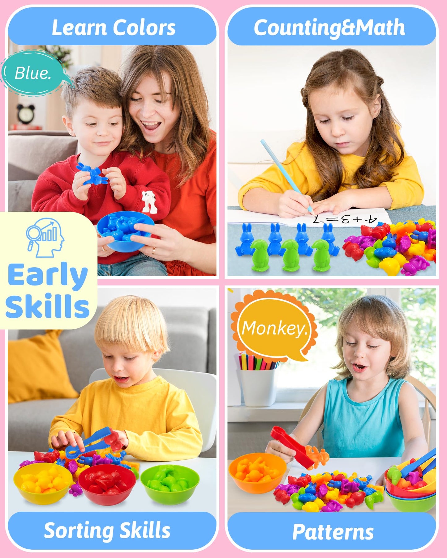 Oomloid Counting Animals Montessori Toys for 3 4 5 Years Old Boys Girls, Preschool Learning Activities Educational Sensory Toys Gifts for Kids Toddlers Ages 3-5, 4-8