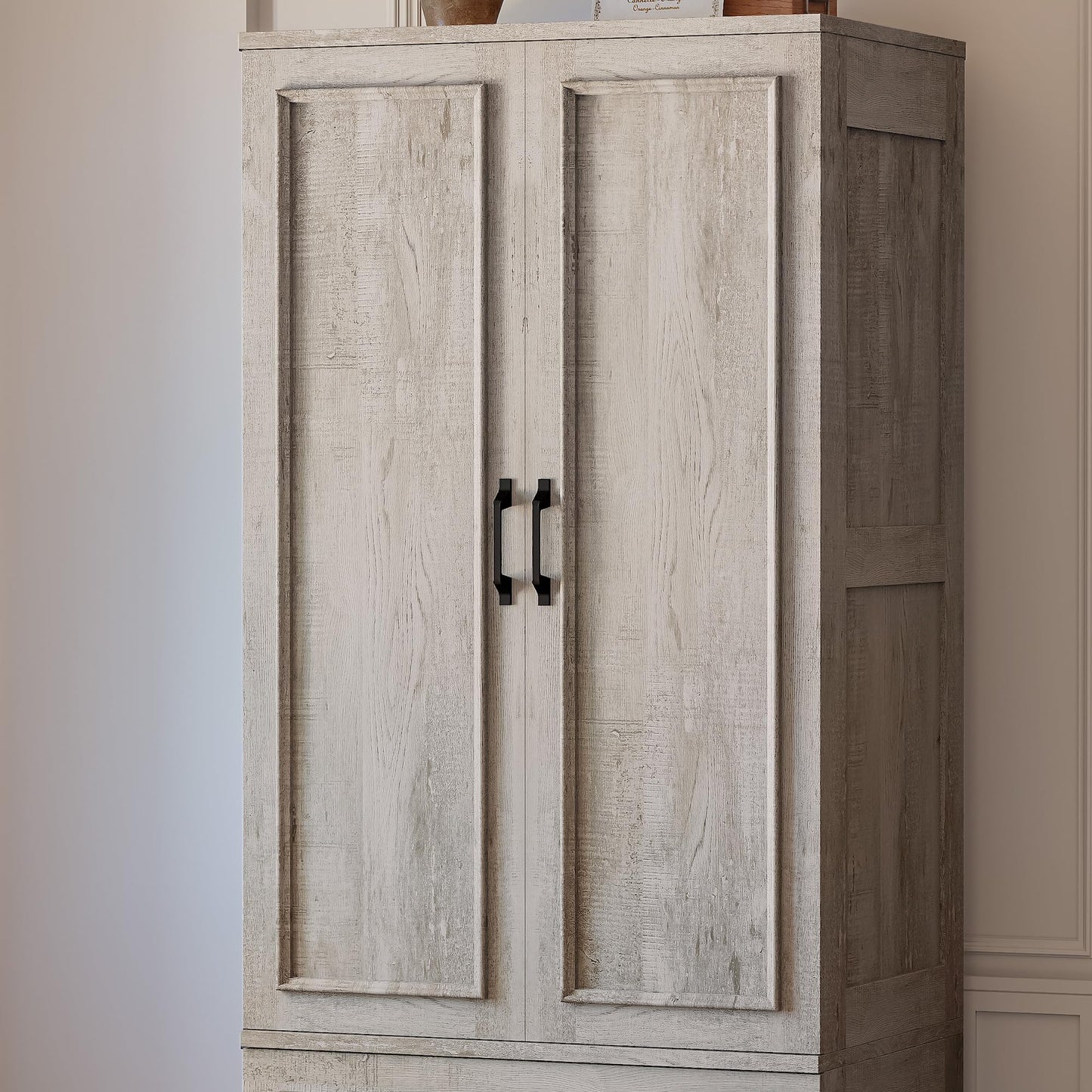 LIKIMIO Armoire Wardrobe Closet with 2 Doors and 2 Drawers 70" H x 28" W Wooden Bedroom Freestanding Wardrobe Combination for Hanging Clothes, Rustic Maple